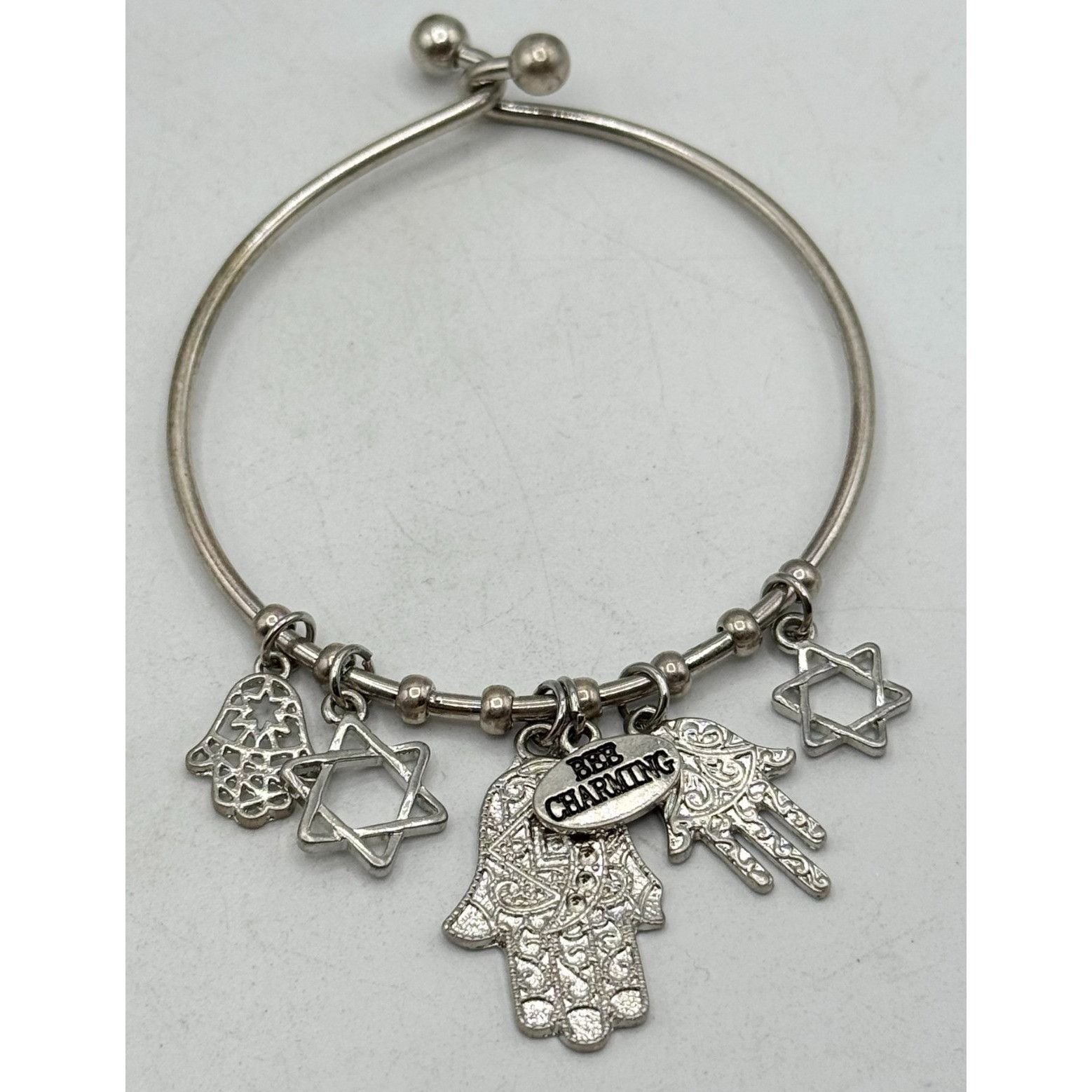 Other Jewish star hamsa hand charm bangle silver bracelet Size ONE SIZE - 1 Thumbnail