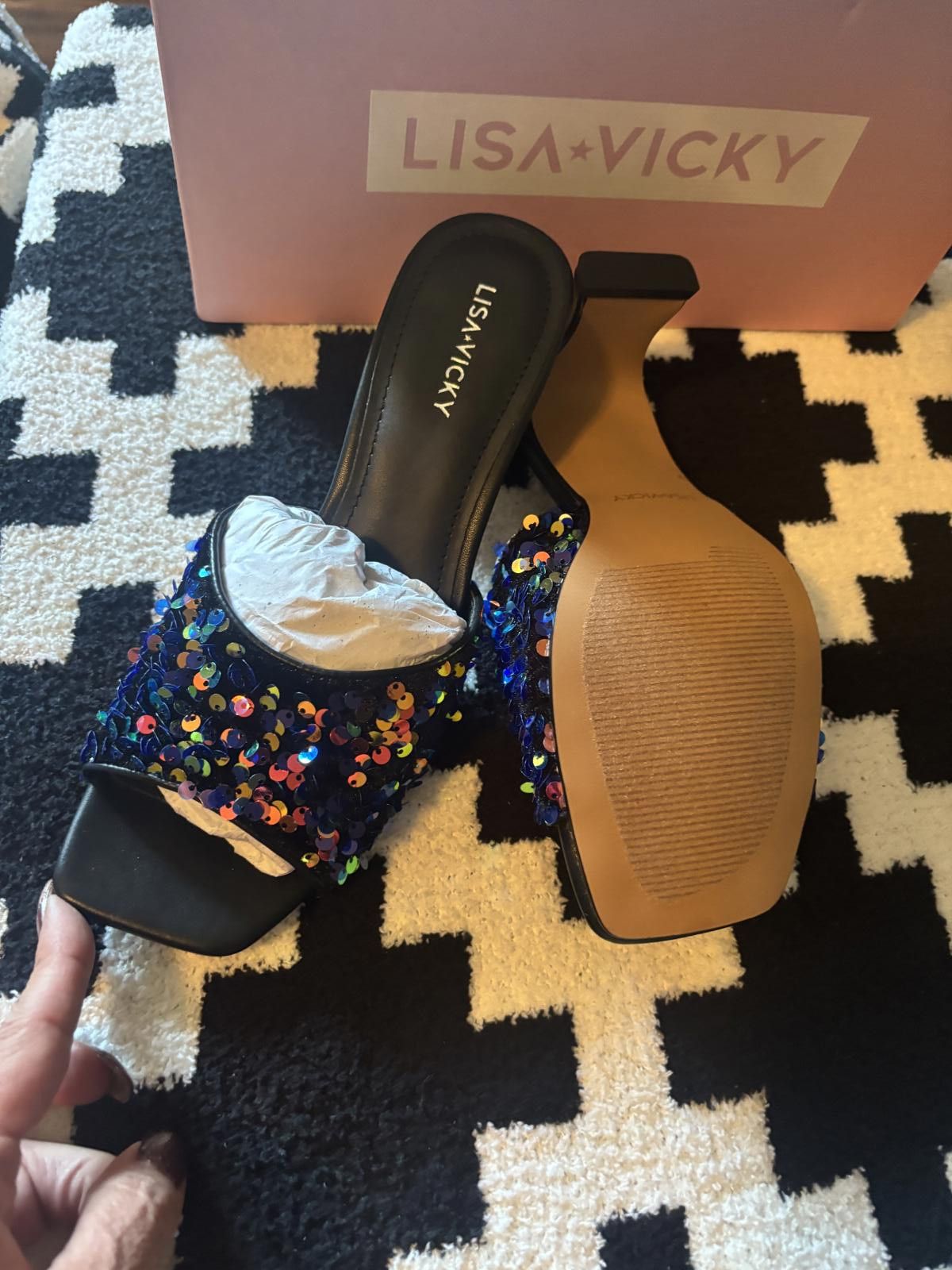 Designer Lisa + Vicky Pretty-V Multi Payette Sequin Heels - Size 8M Size US 8 / IT 38 - 2 Thumbnail