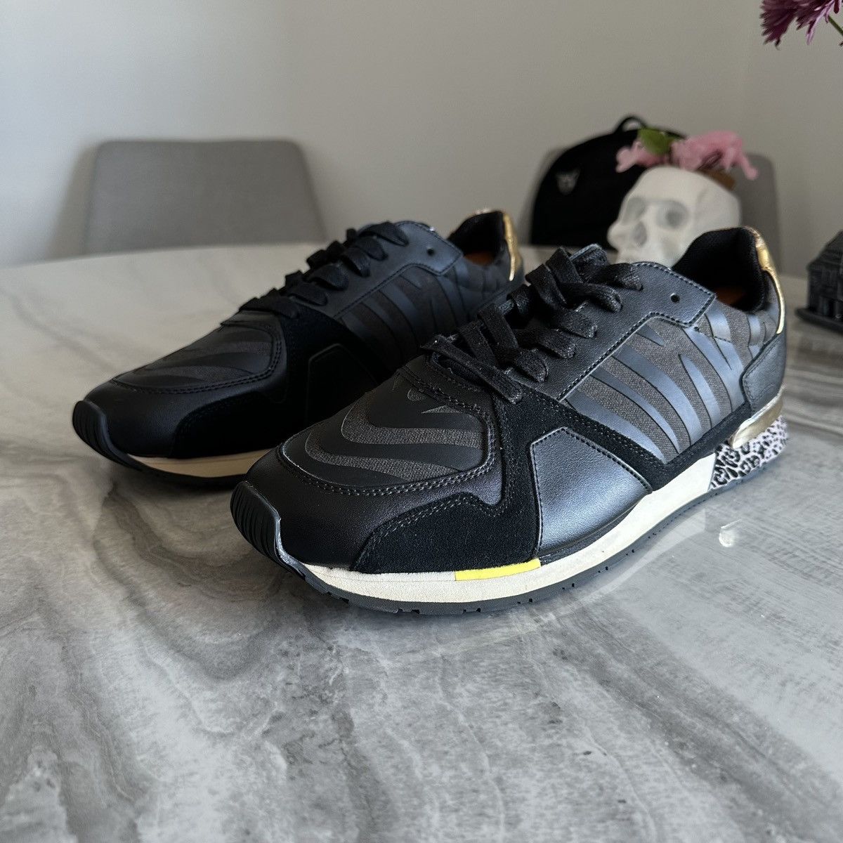 Roberto Cavalli Roberto Cavalli Sport Black Leather Fashion Sneakers Size US 11.5 / EU 44-45 - 2 Thumbnail