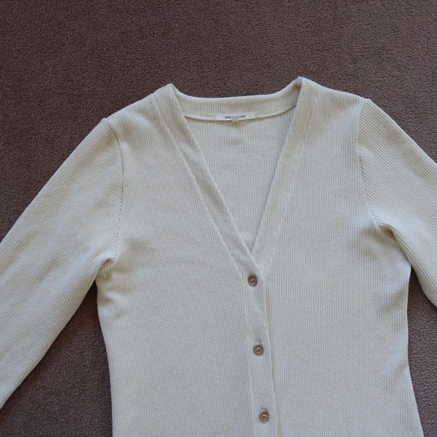 Vintage EMERSON FRY Cardigan Jacket Womens L Beige Knit Overcoat Long Sleeve Button Vintage? No Size L / US 10 / IT 46 - 2 Thumbnail