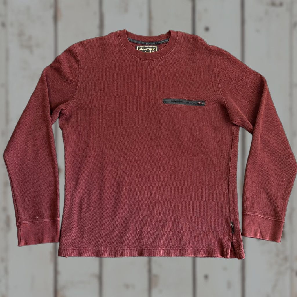 Abercrombie & Fitch VINTAGE Abercrombie & Fitch Long Sleeve Shirt Heavyweight Knit 100% Cotton Red L Mens USA Shirt Modern Outdoor y2k 90s Size US L / EU 52-54 / 3 - 1 Thumbnail