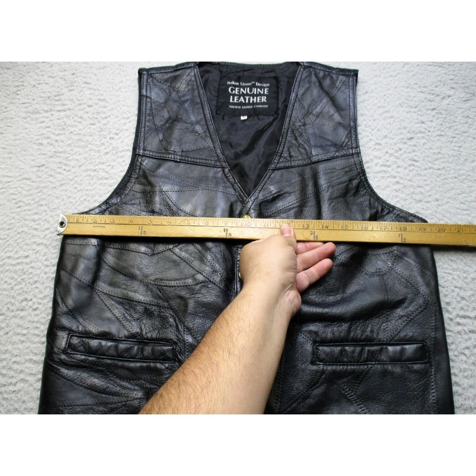 Vintage Italian Stone Design Leather Vest Mens Medium Black Biker Genuine Patchwork Size US M / EU 48-50 / 2 - 5 Thumbnail