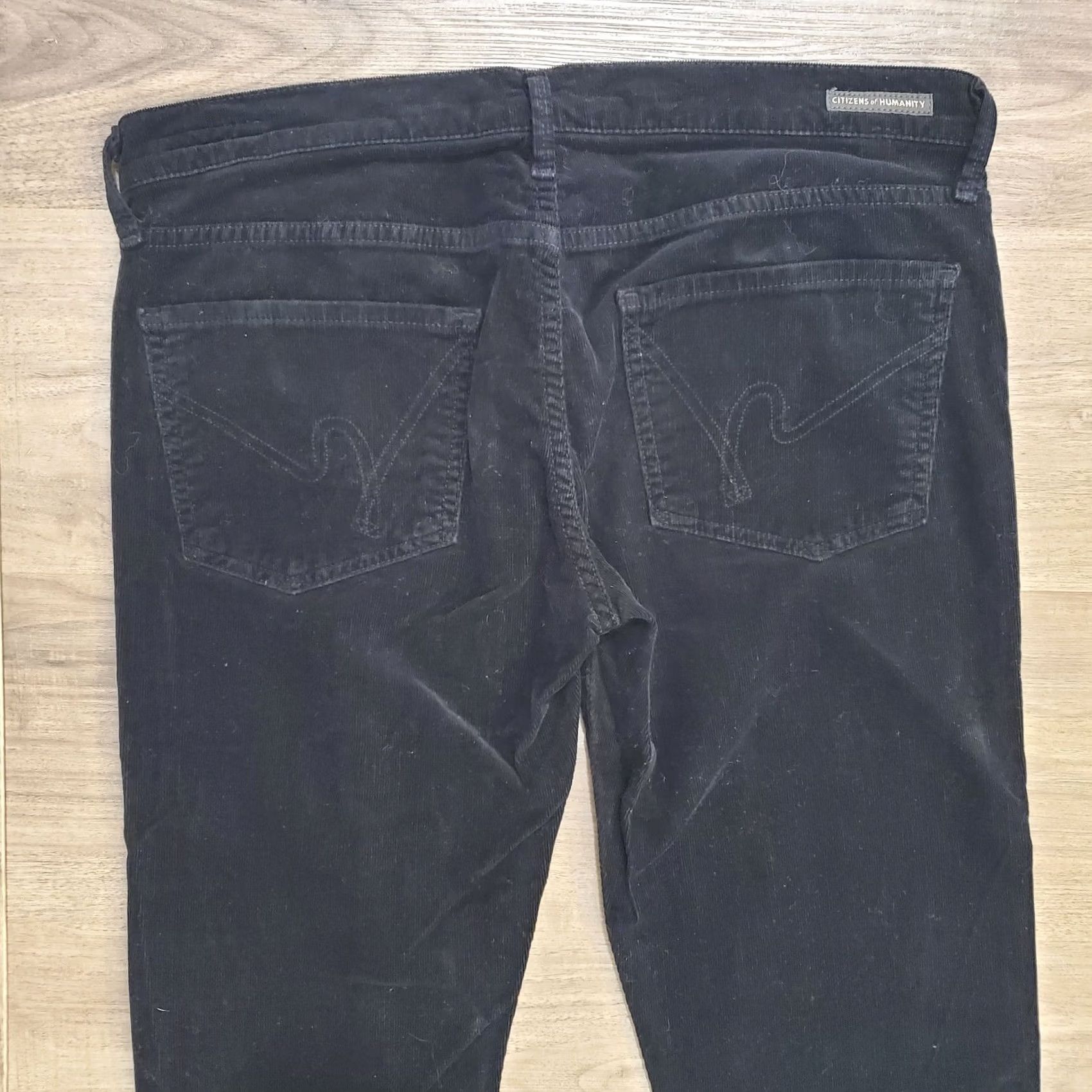 Citizens Of Humanity Citizens of Humanity Ava Womens Sz 32 Black Corduroy Low Rise Straight Jeans 5-Pocket Slim Stretch Regular Inseam 32 N/A Size 24" / US 00 / IT 34 - 7 Thumbnail
