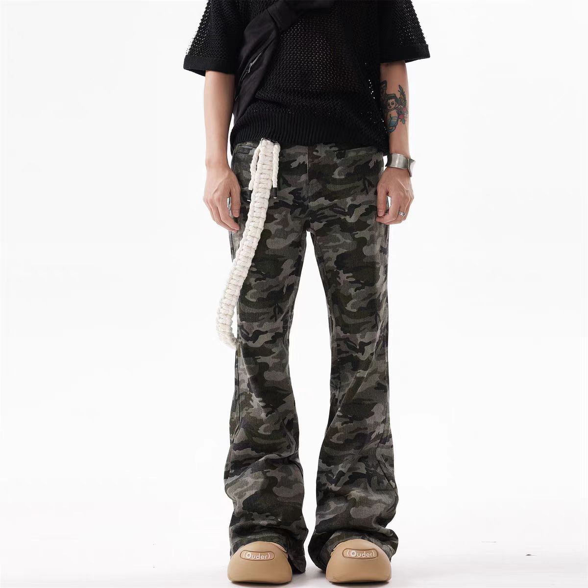 Japanese Brand × Vintage Vintage Destruction Camouflage Micro Flare Work Trousers Size US 30 / EU 46 - 1 Thumbnail