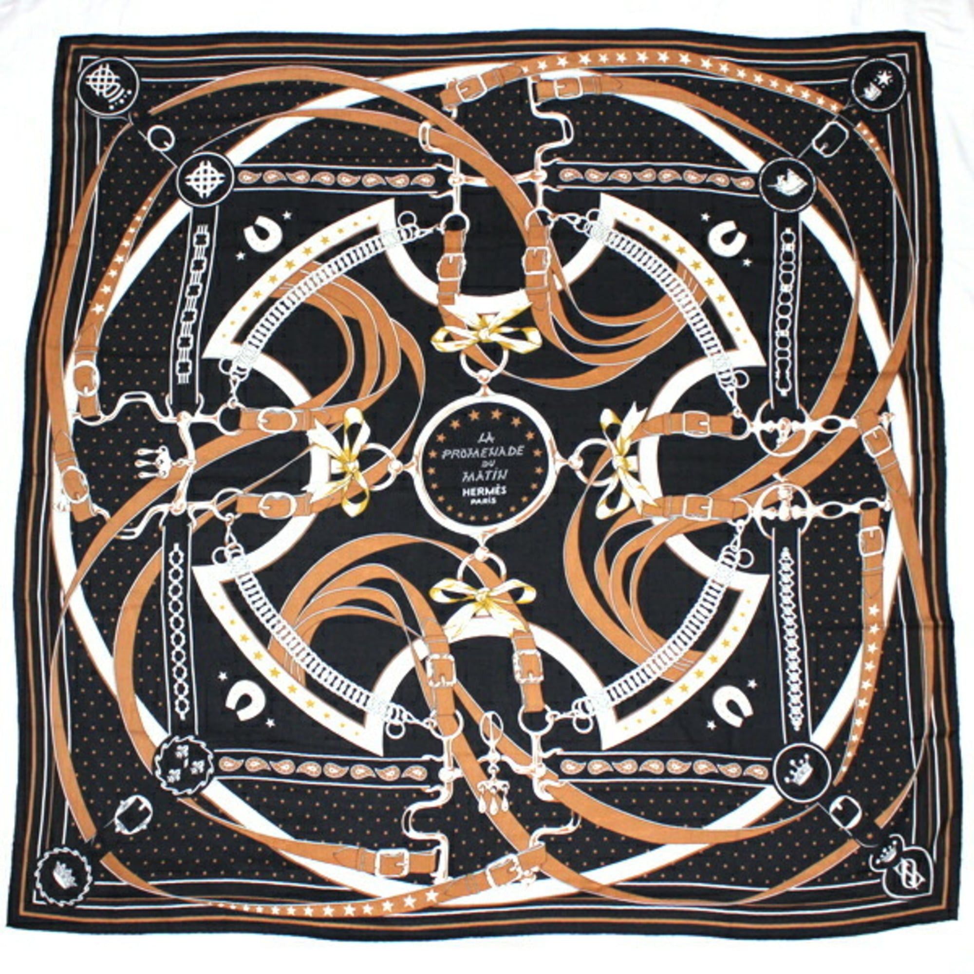Hermes Hermes Hermès Carré Geant Shawl, Size 140, Morning Walk, Black, Cashmere and Silk, Women's, T5385 Size ONE SIZE - 1 Thumbnail