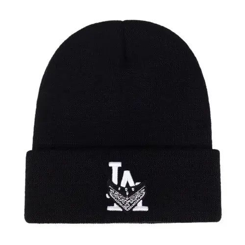 Japanese Brand Hip Hop LA Letter Embroidered Knitted Beanie Hats Size ONE SIZE - 1 Thumbnail