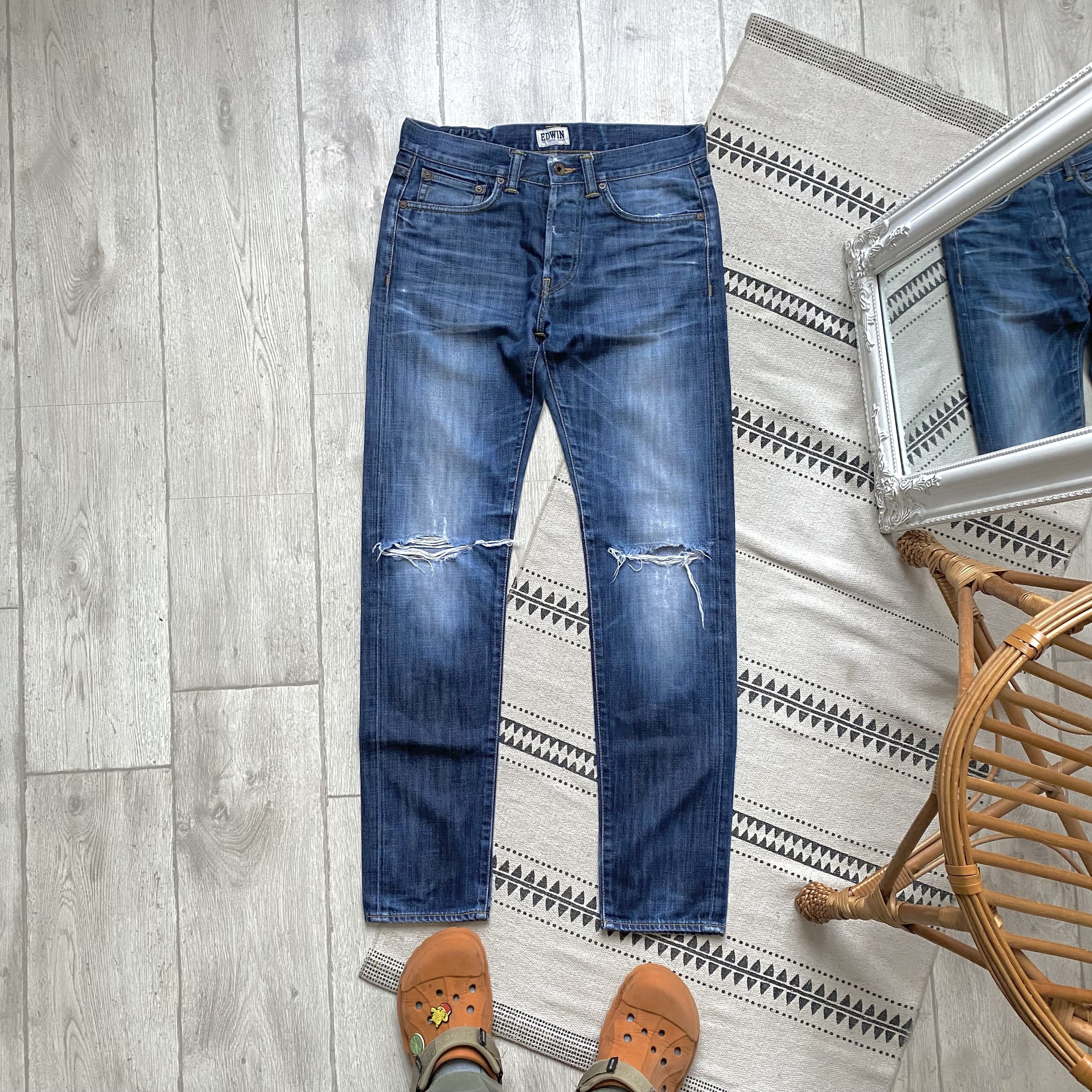 Edwin Vintage Edwin Distressed jeans denim pants Slim ED 80 Size US 30 / EU 46 - 1 Thumbnail