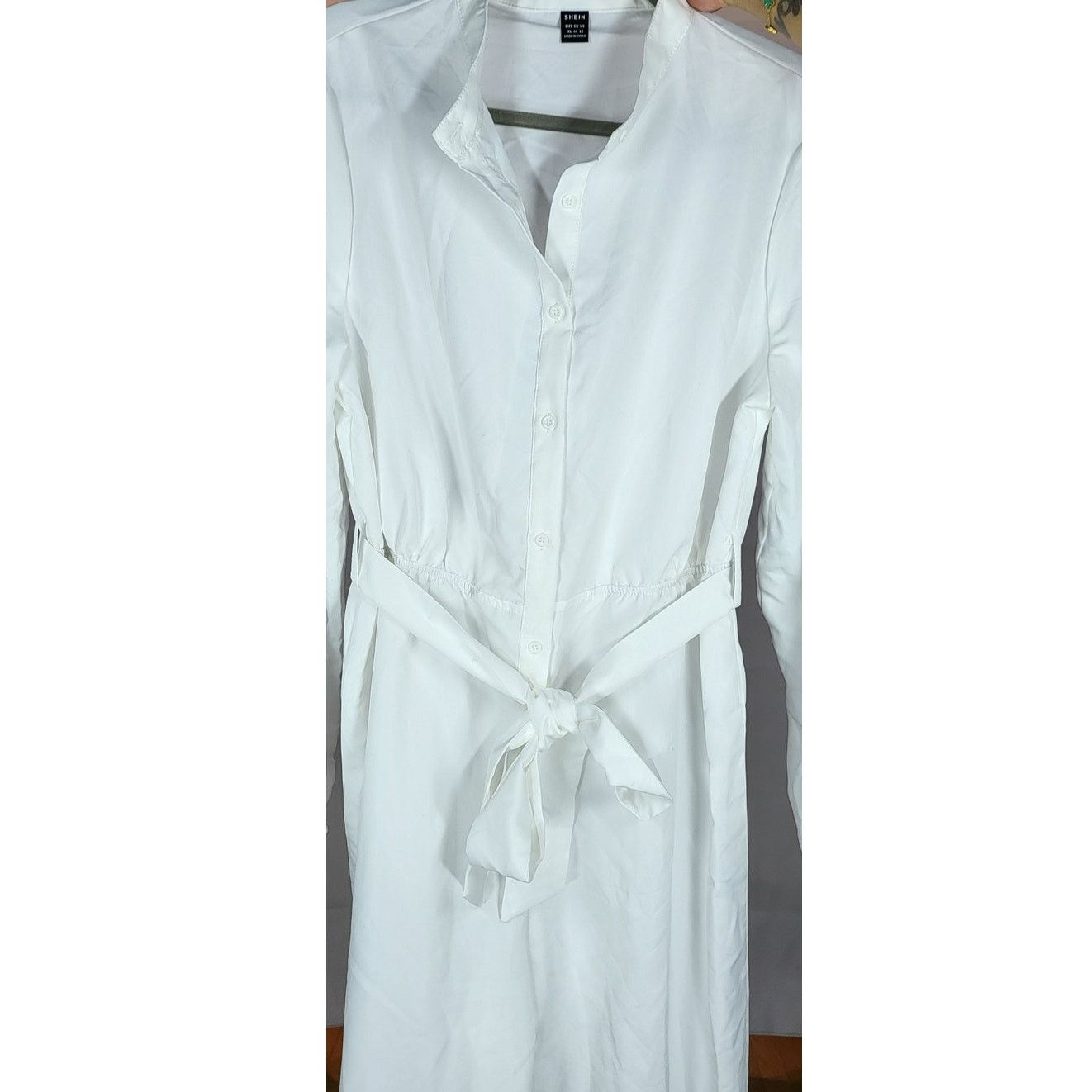 Shein Shein White Long Sleeve Button-Up Romper Pants - Size XL Size 34" / US 12 / IT 48 - 5 Thumbnail
