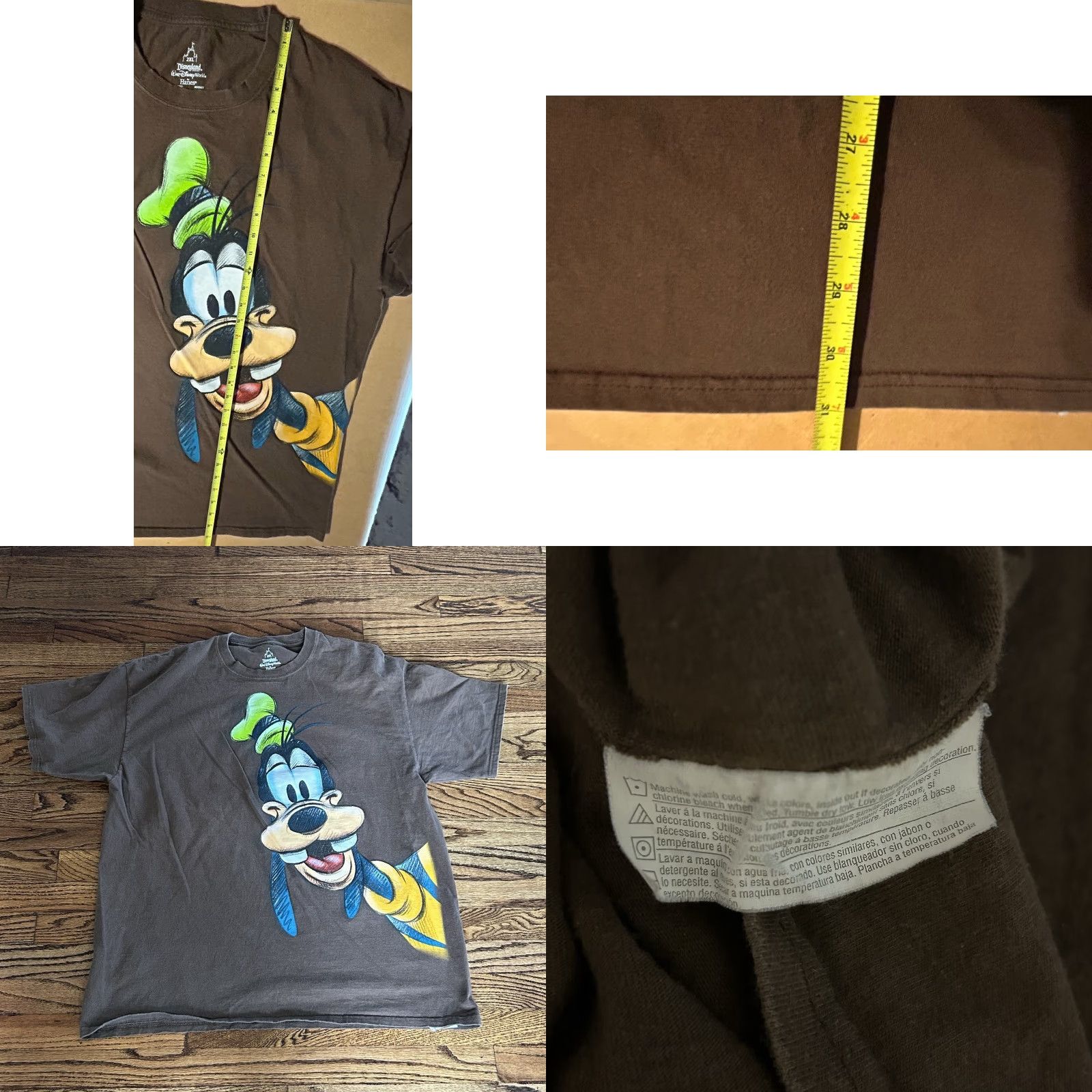 Hanes Goofy Wrap Around AOP Shirt Men 2XL Brown Shirt Disneyland Resort Short Sleeves Size US XXL / EU 58 / 5 - 8 Thumbnail