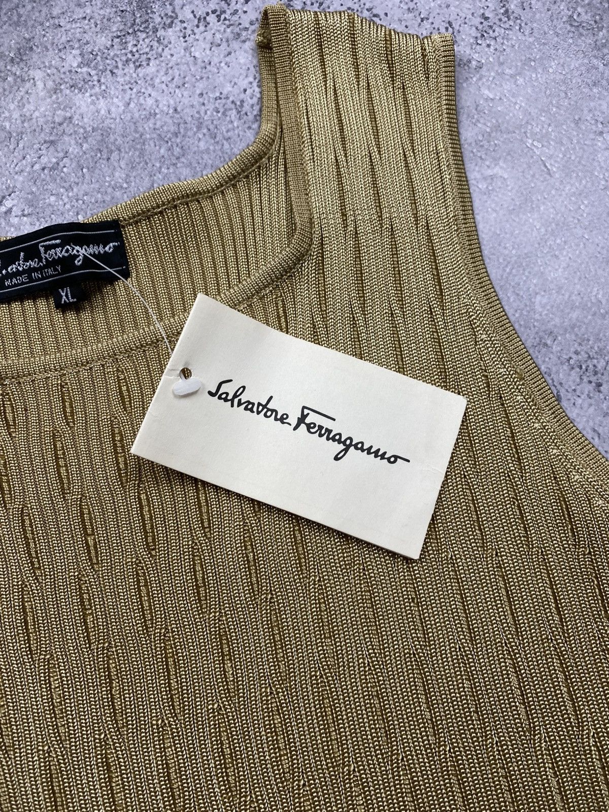 Salvatore Ferragamo Silk Tank Top Rare Striped Shirt 90s