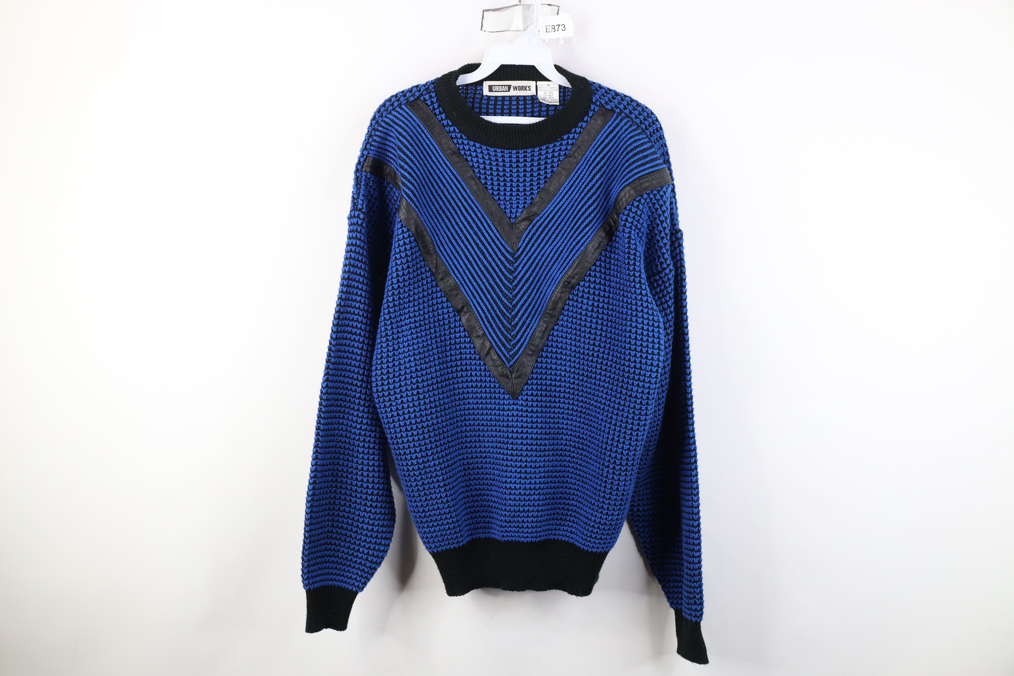 Vintage Vintage 90s Streetwear Trim Chunky Thermal Knit Sweater Blue Size US M / EU 48-50 / 2 - 1 Thumbnail
