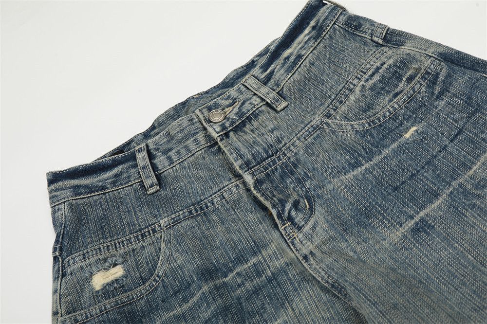 Jean Men's retro punk ripped distressed washed jeans Size US 32 / EU 48 - 3 Thumbnail