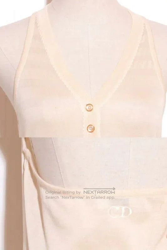 Dior Dior Summer Beige Cotton Embroidered Tank Top . Size M / US 6-8 / IT 42-44 - 4 Thumbnail