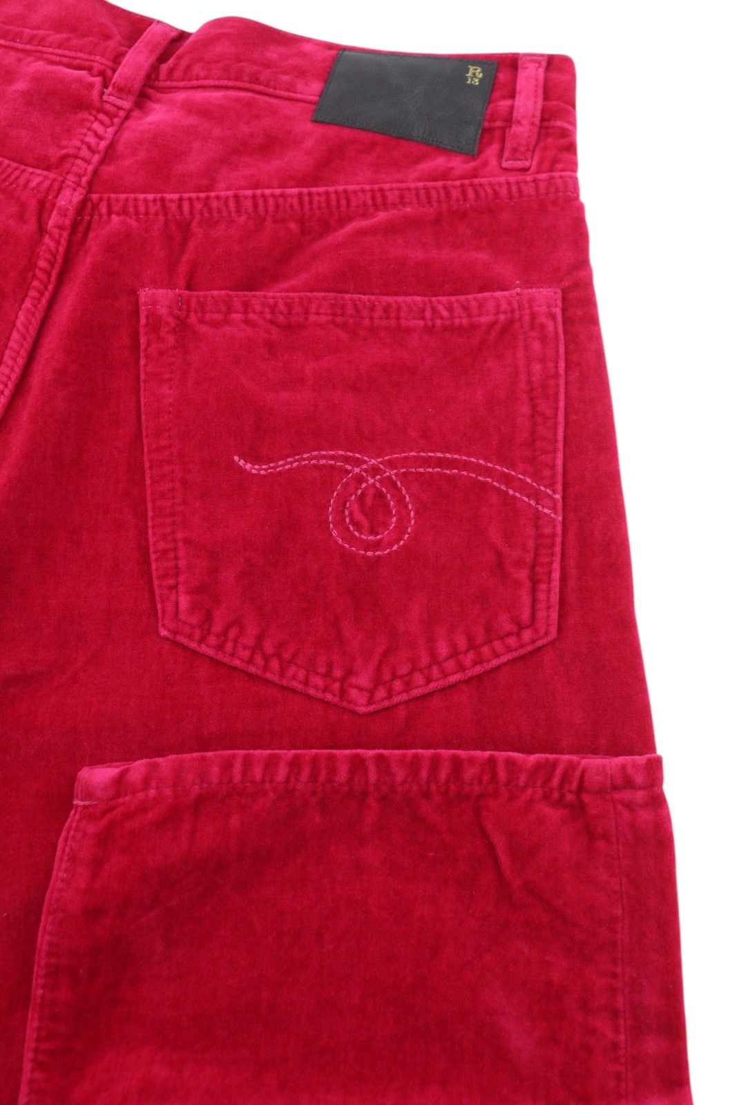 R13 BOYFRIEND 26 Raspberry Velvet Linen Cropped Trousers 85845 Size 26" / US 2 / IT 38 - 6 Thumbnail