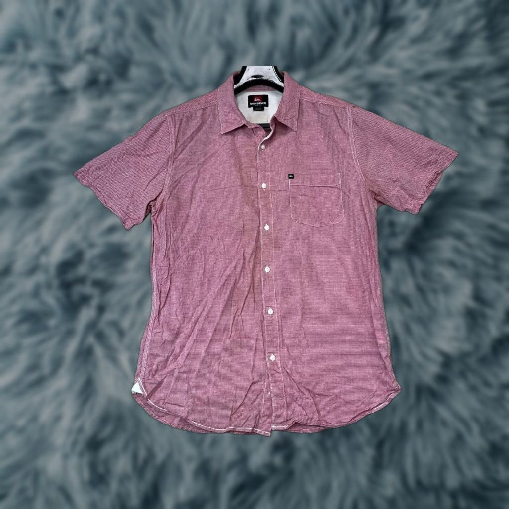 Quiksilver Quiksilver Button-Up Shirt Men Red Short Sleeve 100% Cotton Size L Regular Collared Button-Up Casual Size US 33 - 1 Thumbnail