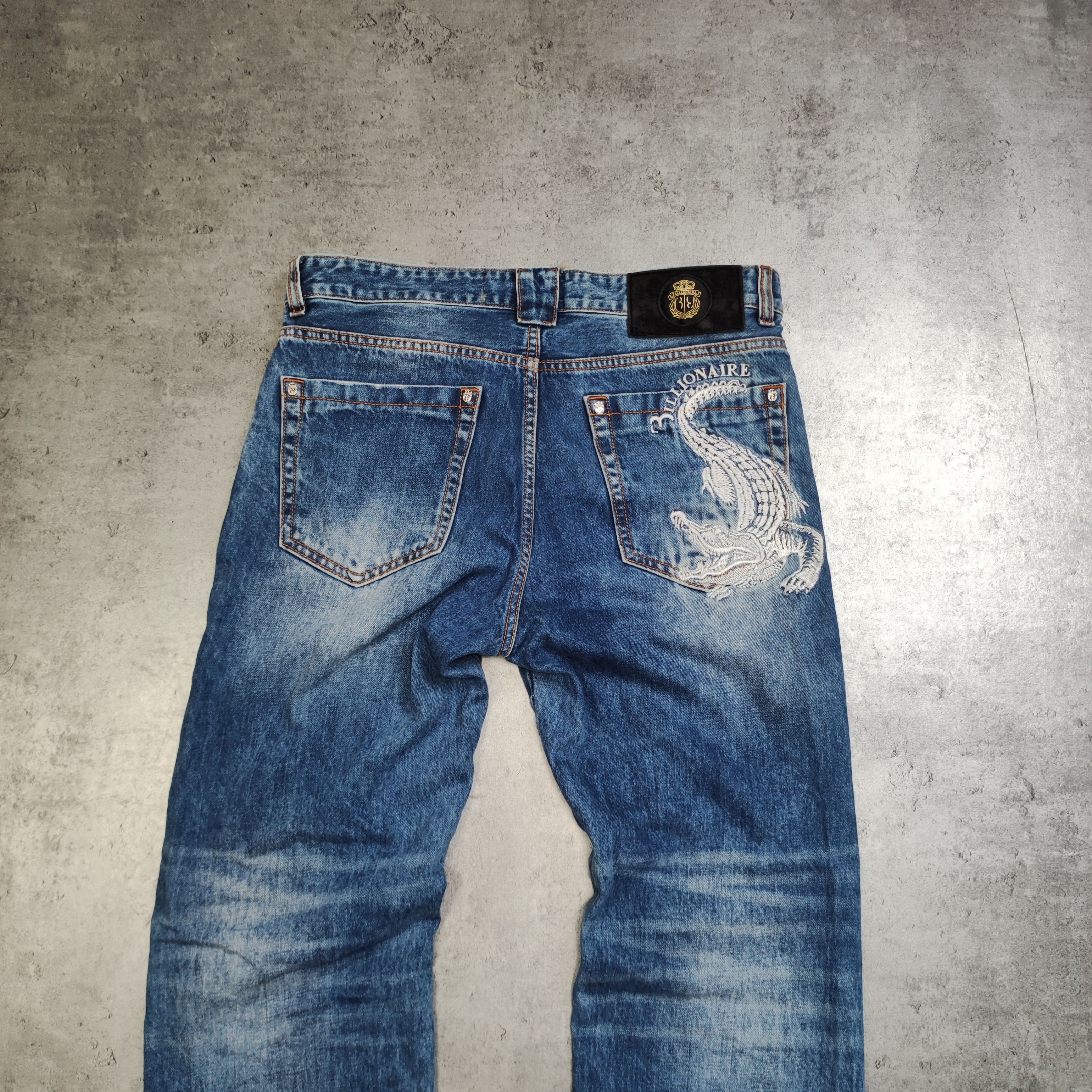 Billionaire Couture RARE Billionaire Couture Italy Crocodile Distressed Denim Size US 32 / EU 48 - 13 Thumbnail