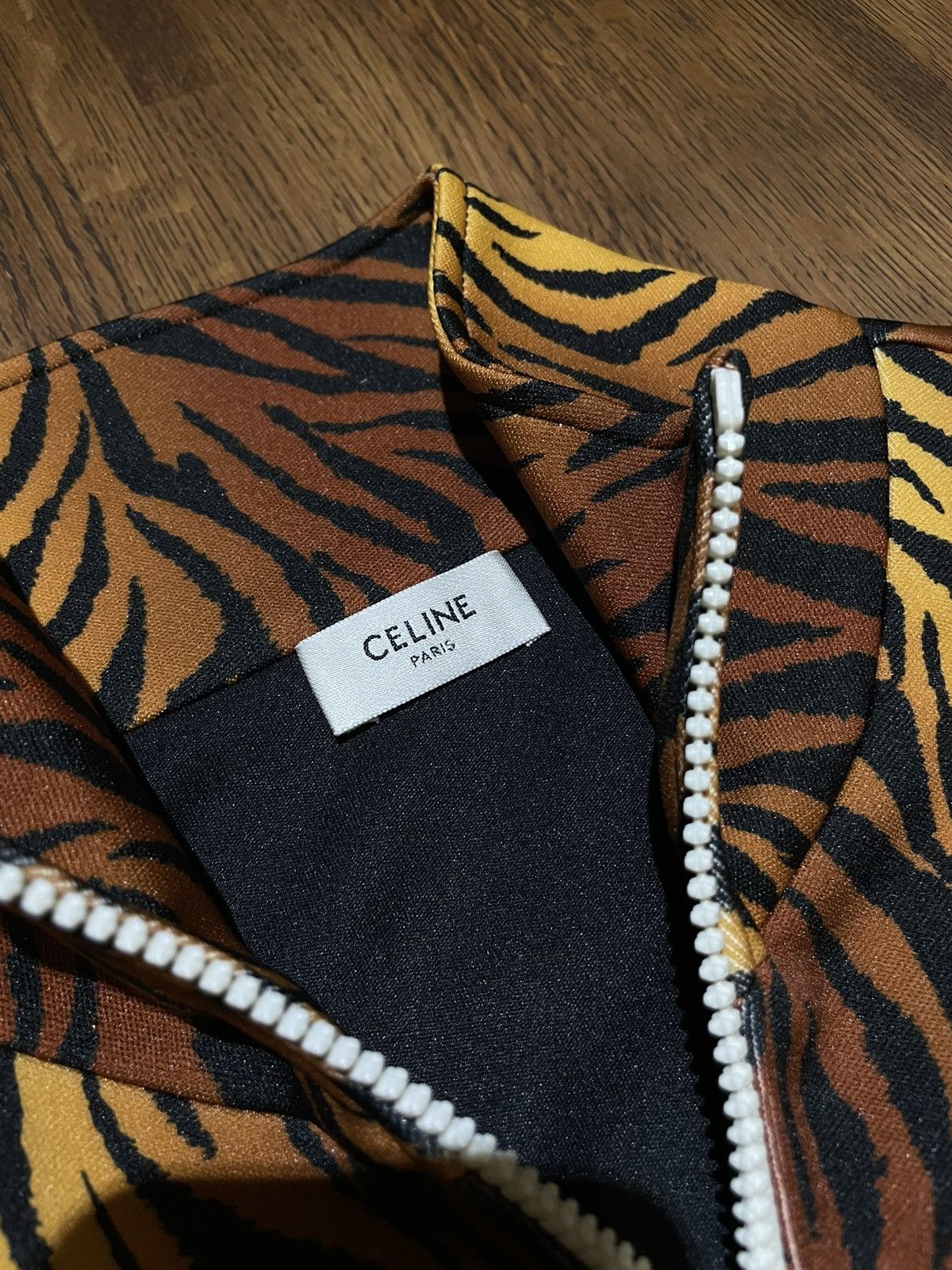Celine × Hedi Slimane CELINE - TIGER PRINT ZIP UP JERSEY Size US S / EU 44-46 / 1 - 6 Thumbnail