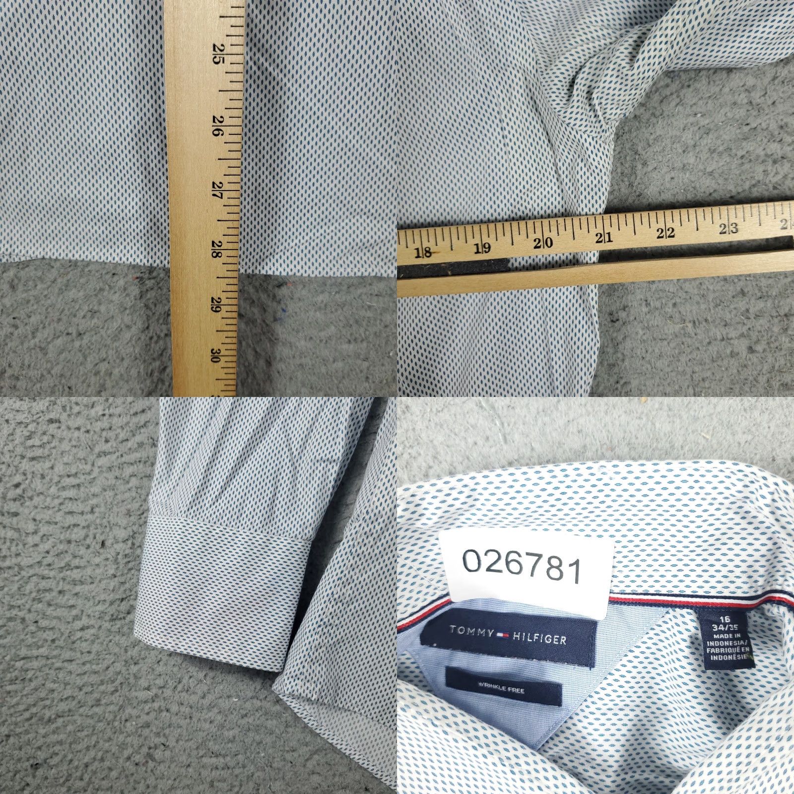 Tommy Hilfiger Tommy Hilfiger Dress Shirt Mens 16 Blue Geometric Long Sleeve Button Up Casual Formal Size 42R - 8 Thumbnail