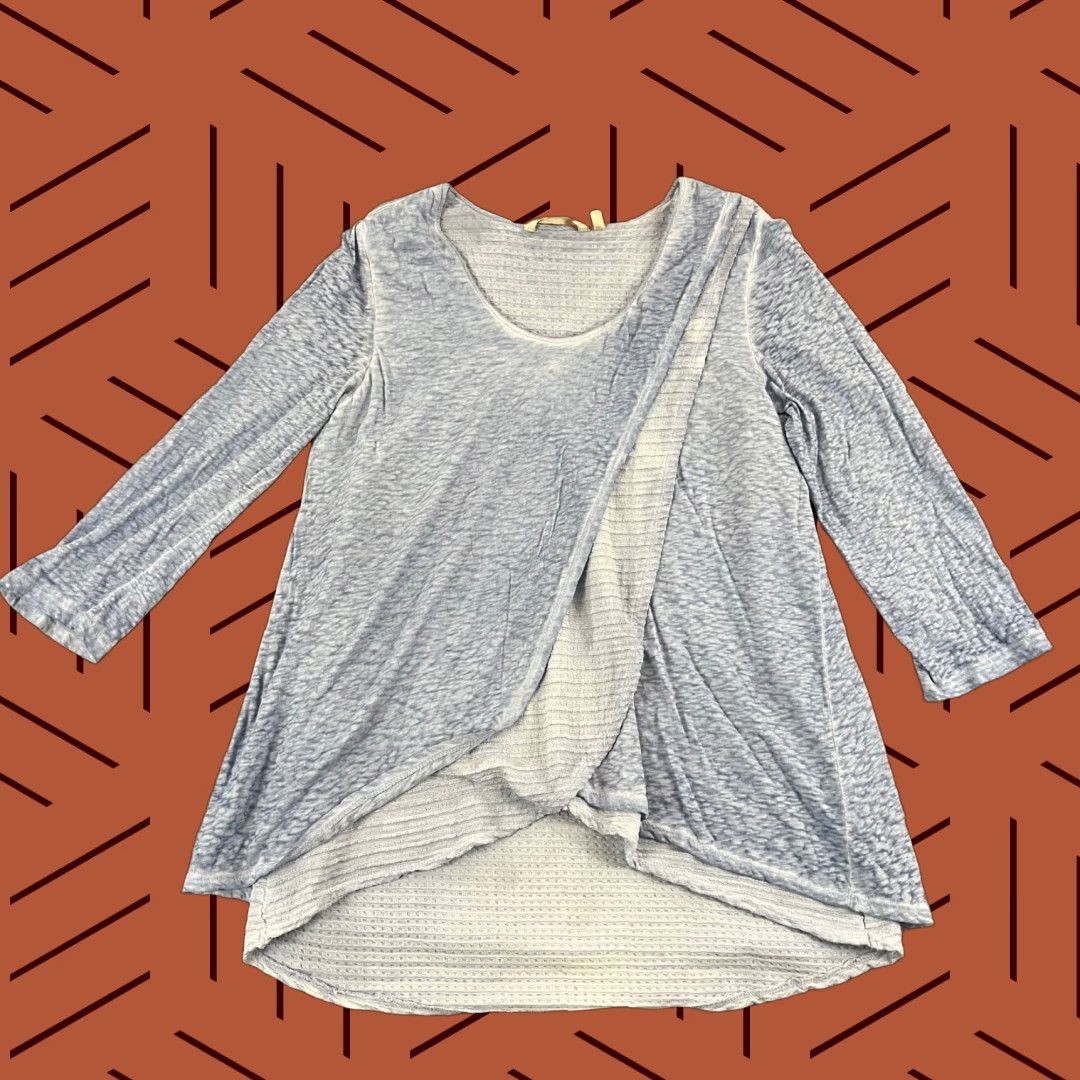 Soft Surroundings Soft Surroundings Shirt Womens Medium Blue Remi Slub Jersey Tunic Top Layered Studio Style Size M / US 6-8 / IT 42-44 - 1 Thumbnail