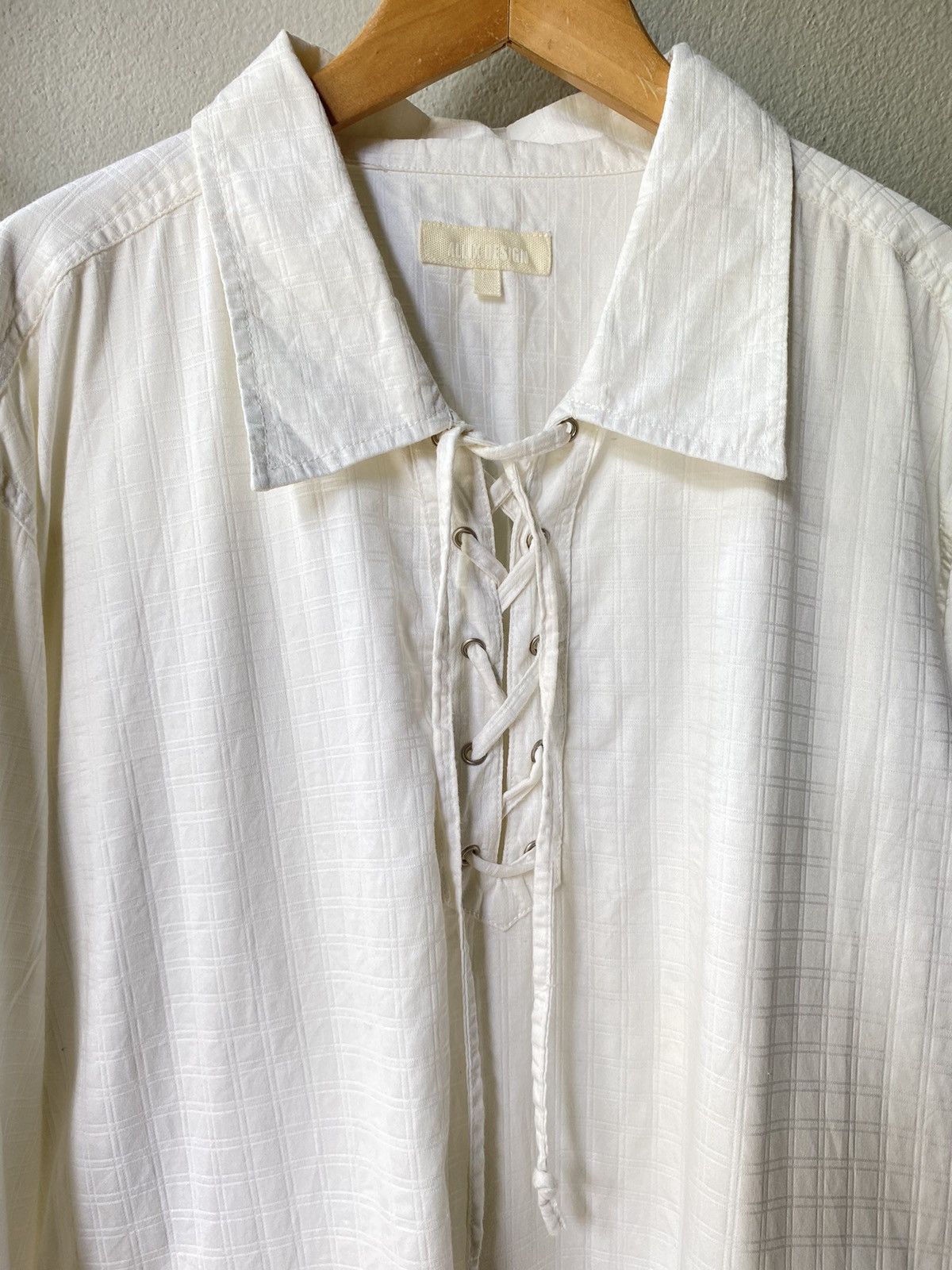 Designer × Japanese Brand ALLIX DESIGN White Checkered Lace-Up Shirt Size US L / EU 52-54 / 3 - 13 Thumbnail