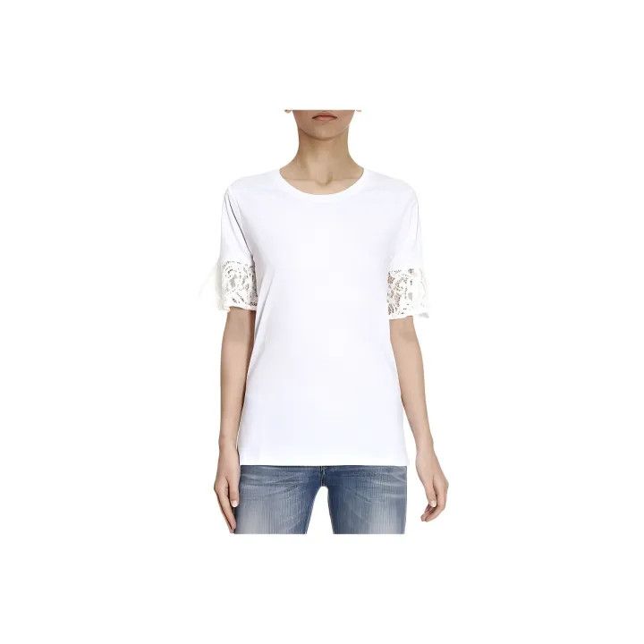 Burberry Burberry White Lace Short Sleeve T-Shirt 0079 Size L / US 10 / IT 46 - 1 Thumbnail