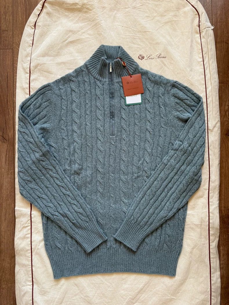 Loro Piana Loro Piana Men's Cashmere Cable Knit Sweater Size US L / EU 52-54 / 3 - 1 Thumbnail
