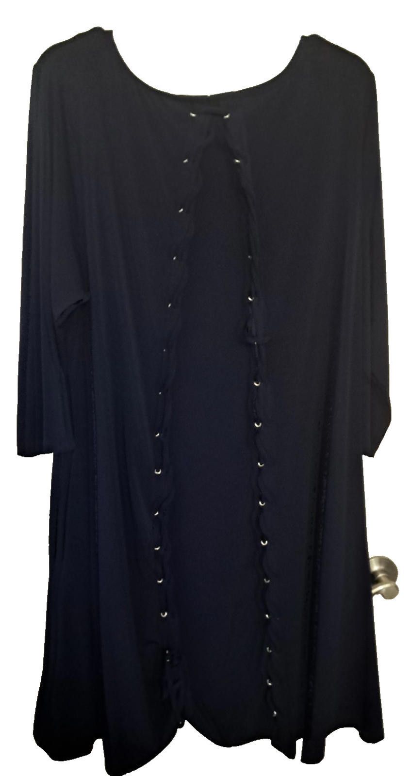 Other Nina Leonard Black Goth Shift Dress Size 2X NWT Size XXL / US 16-18 / IT 52-54 - 3 Thumbnail
