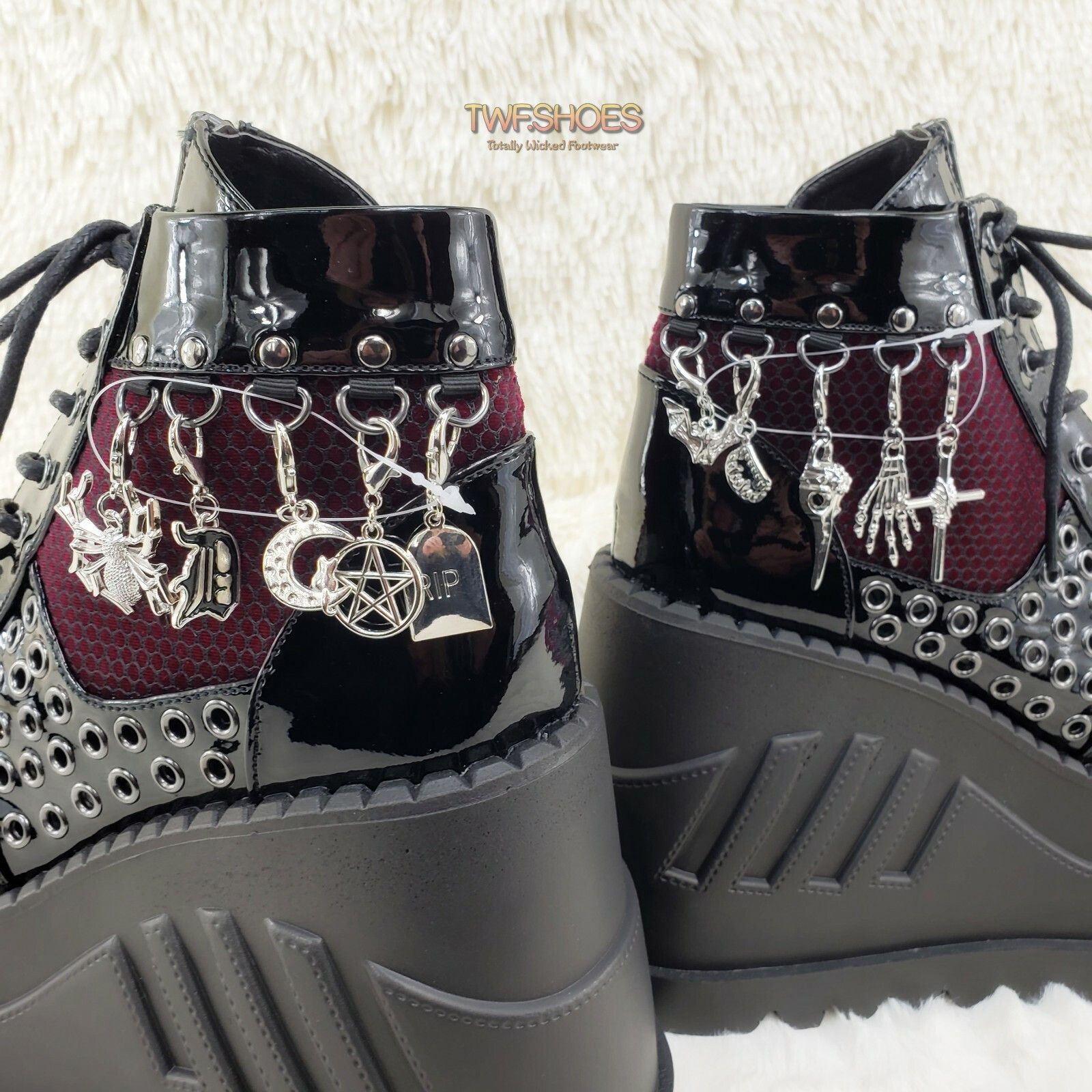 Demonia Cult DEMONIA Stomp 18 Goth Punk Rock Charm Pendant Platform Wedge Size US 10 / IT 40 - 9 Thumbnail