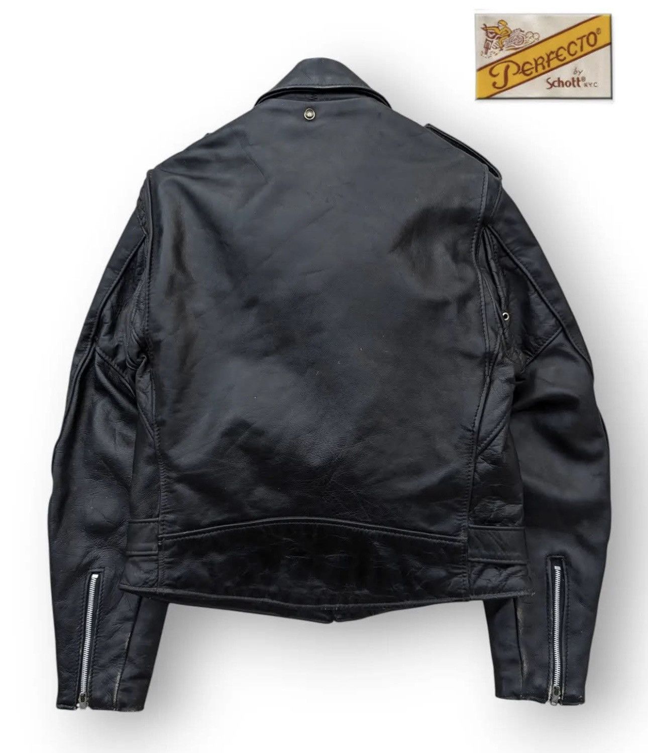 Schott Vintage 80s Schott Perfecto Leather Racer Jacket saiz 40 Size US M / EU 48-50 / 2 - 3 Thumbnail