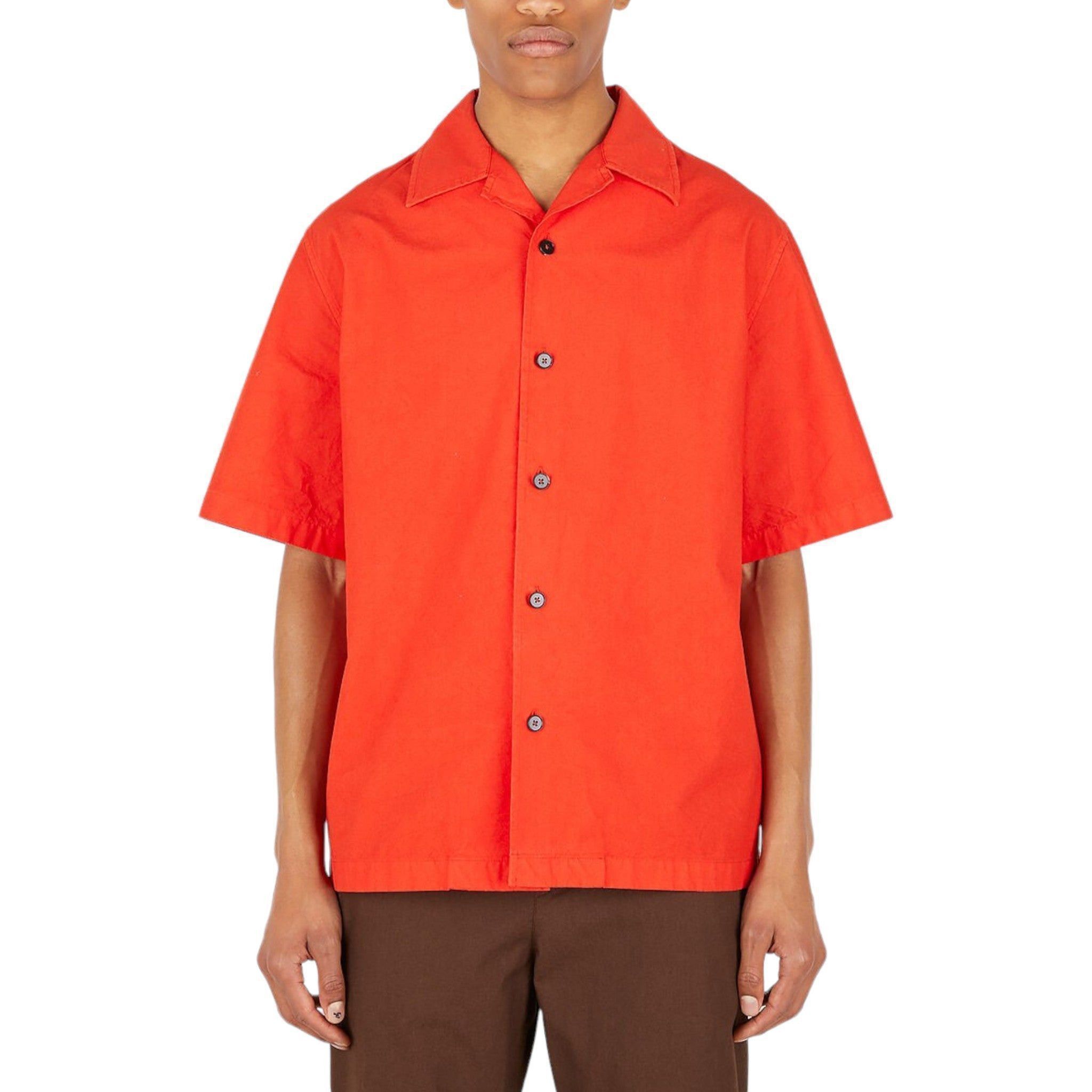 Jil Sander Men's Solid Canvas Camp Shirt in Red 44 Size US S / EU 44-46 / 1 - 2 Thumbnail