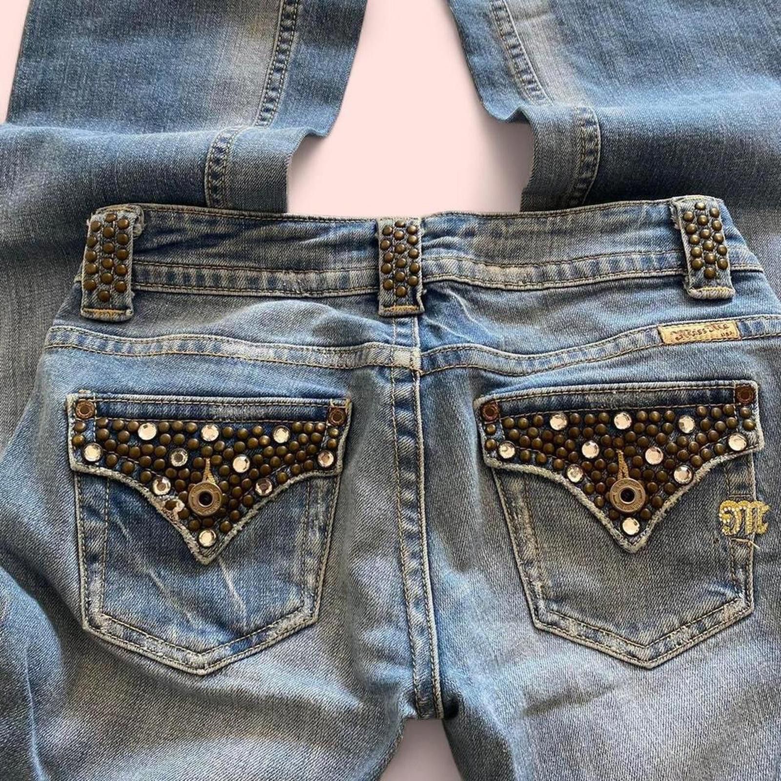 Designer Vintage styled Low-rise flare jeans Size 26" / US 2 / IT 38 - 6 Thumbnail