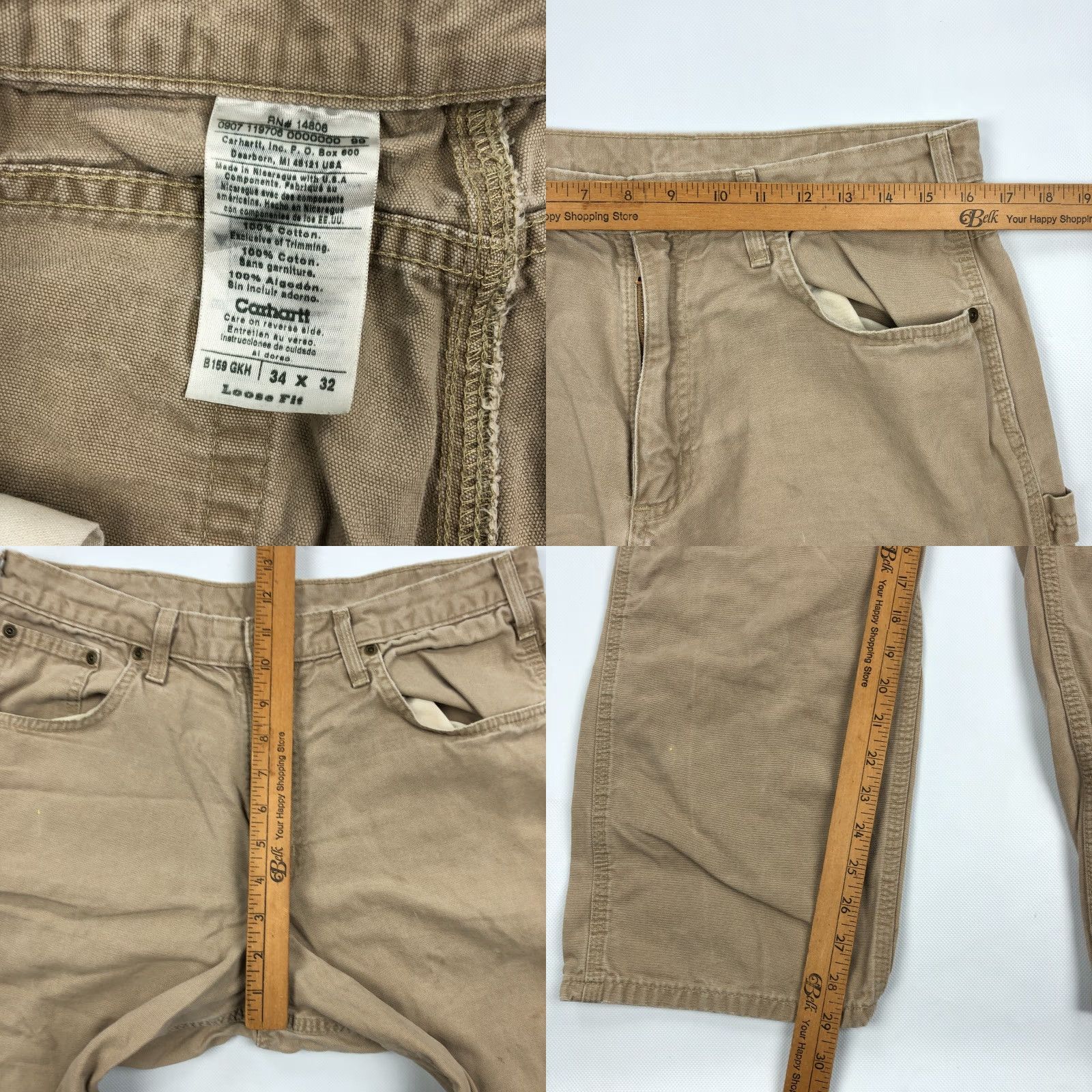 Carhartt Carhartt B159 Loose Fit Canvas Work Pants Men 34x30 Khaki Brown Utility Size US 34 / EU 50 - 8 Thumbnail