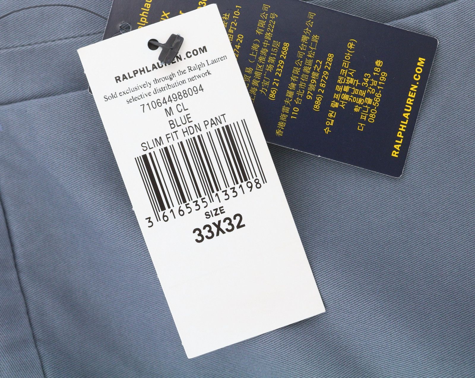 Ralph Lauren W33/L32 Blue Slim Stretch Chino Trousers 87042 Size US 33 - 6 Thumbnail