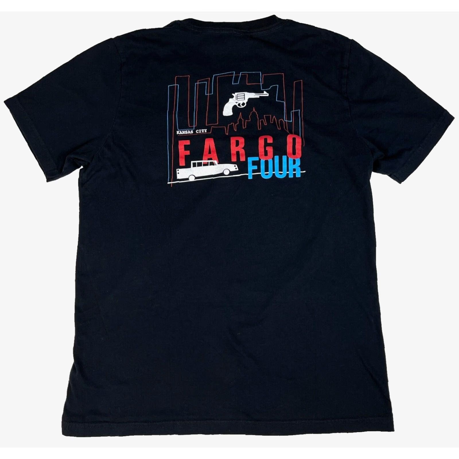 Vintage Canvas Men’s TV Series Promo T-Shirt Kansas City 2014 Fargo Four Double-Sided Sz L Black Cotton Short Sleeve Crew Neck Shirts Mens Size US L / EU 52-54 / 3 - 2 Thumbnail