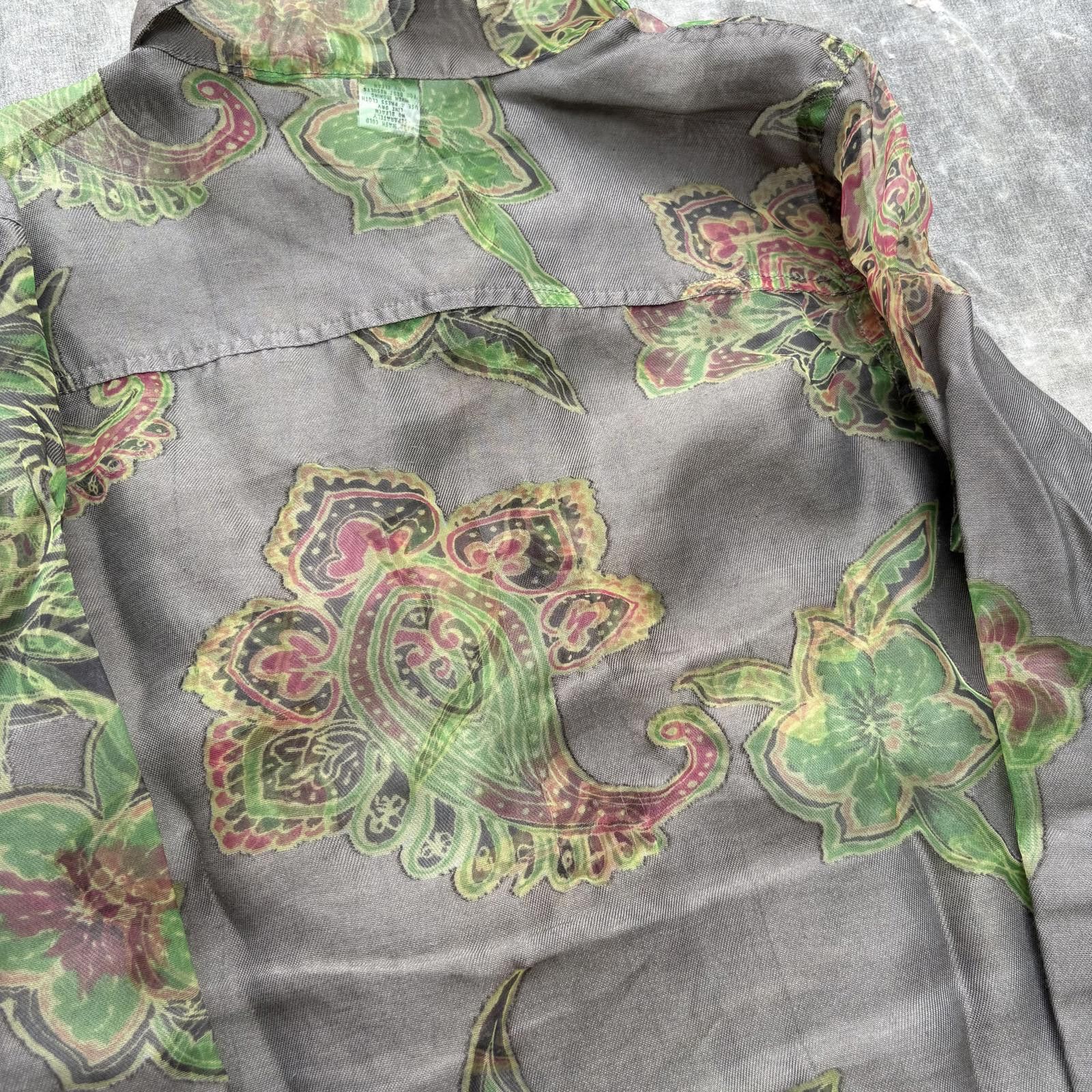 Vintage Vintage 90s Y2K Paisley Floral Semi-Sheer Button Up Blouse Size M / US 6-8 / IT 42-44 - 6 Thumbnail