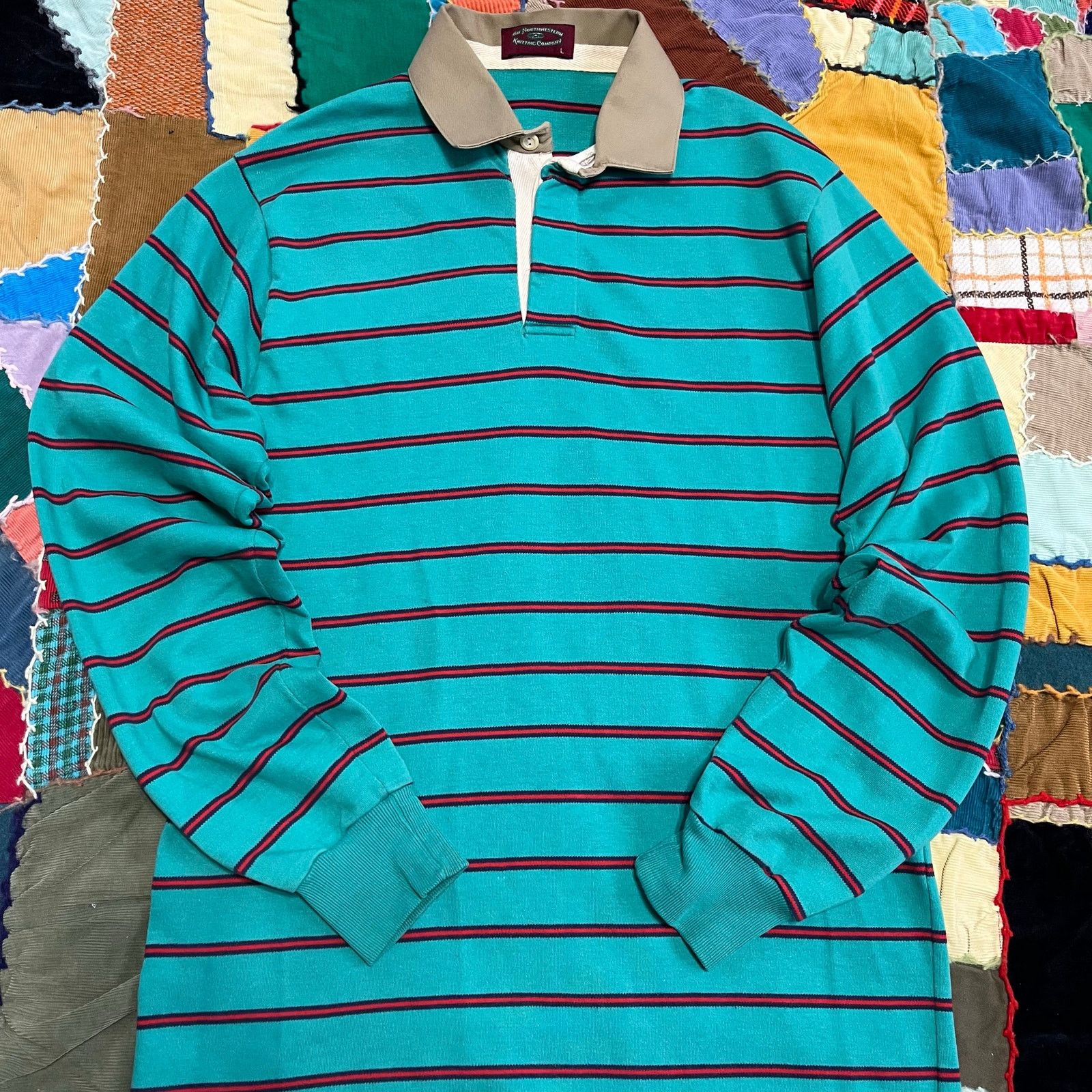 Other Vintage Northwestern Knitting Company Blue/Red Striped Rugby Size US L / EU 52-54 / 3 - 1 Thumbnail