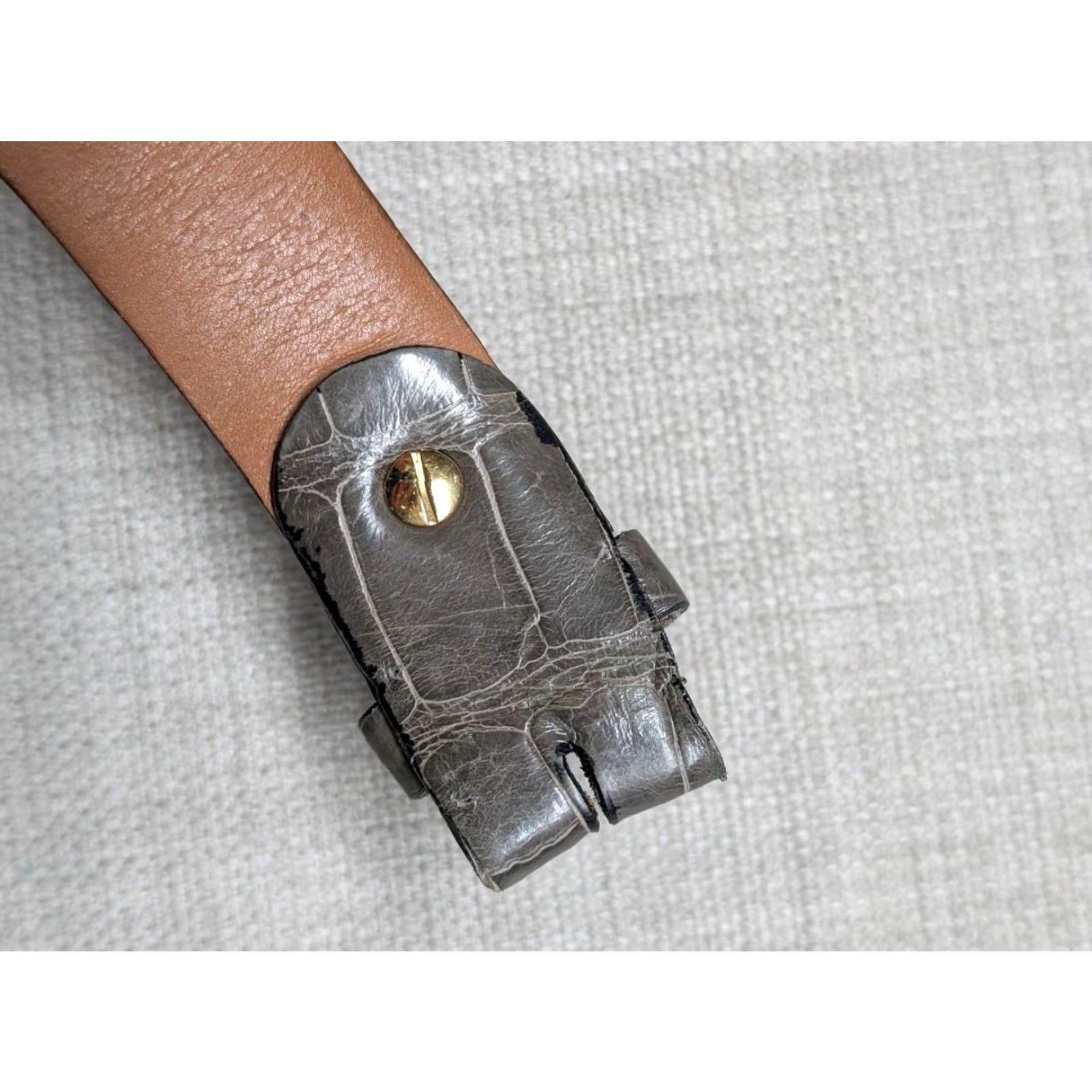 Vintage ZILLI belt CROCODILE buckle 40 made in FRANCE brown/gray/green dress, Western belt Mens Size 40 Size 40 - 5 Thumbnail