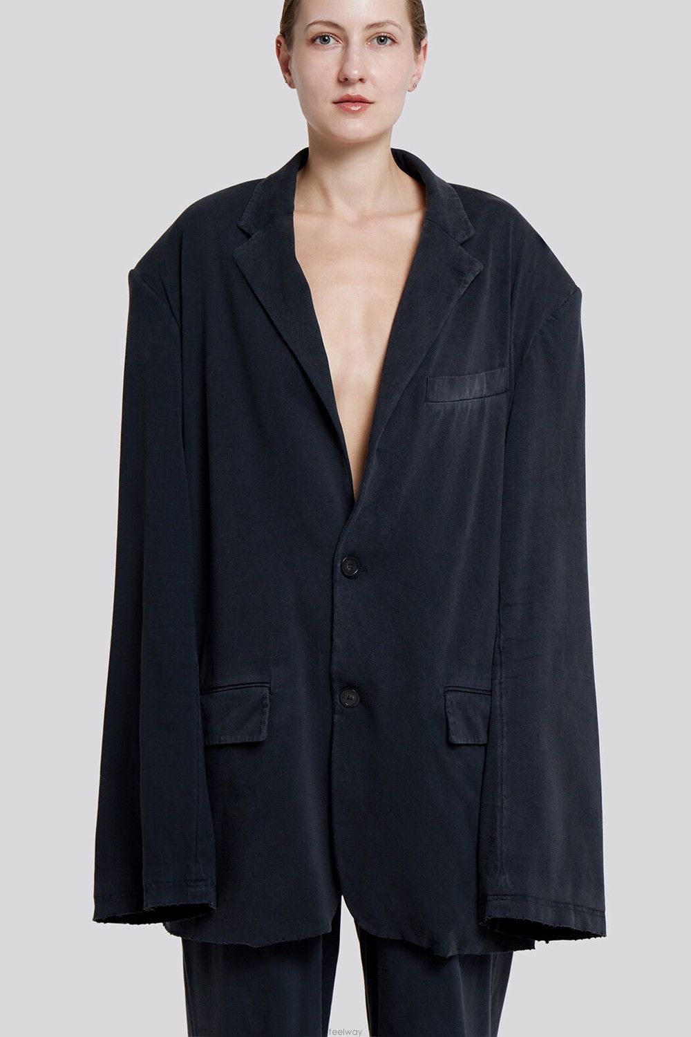 Balenciaga Balenciaga Black Worn Oversized Tailored Blazer Size US XXS / EU 40 - 2 Thumbnail