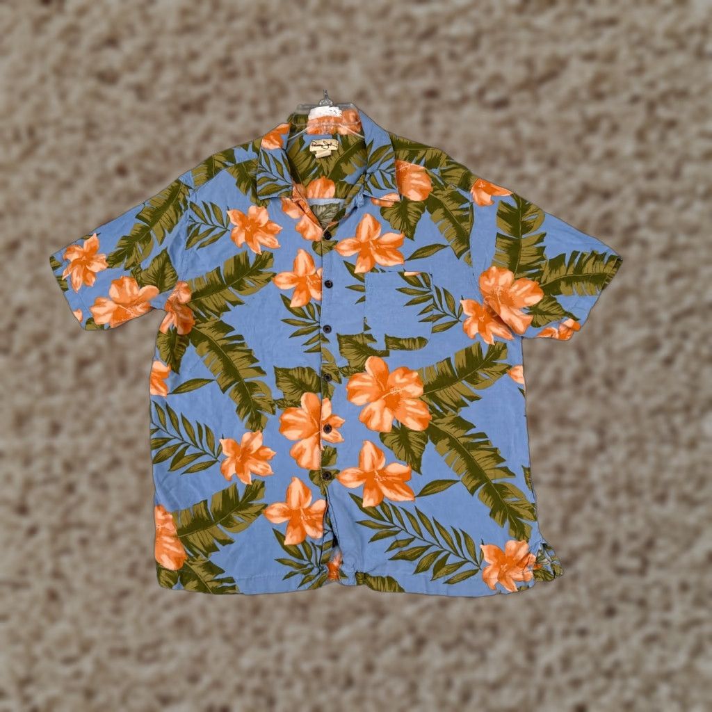 Panama Jack VINTAGE Panama Jack Shirt Adult XL Blue Orange Floral Palm Leaf Rayon Hawaiian Shirt Blue Floral 90s Luau Mens XL Size US XL / EU 56 / 4 - 1 Thumbnail