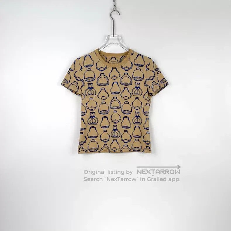 Hermes Hermes Khaki Full Pattern Short Sleeve Size XS / US 0-2 / IT 36-38 - 3 Thumbnail