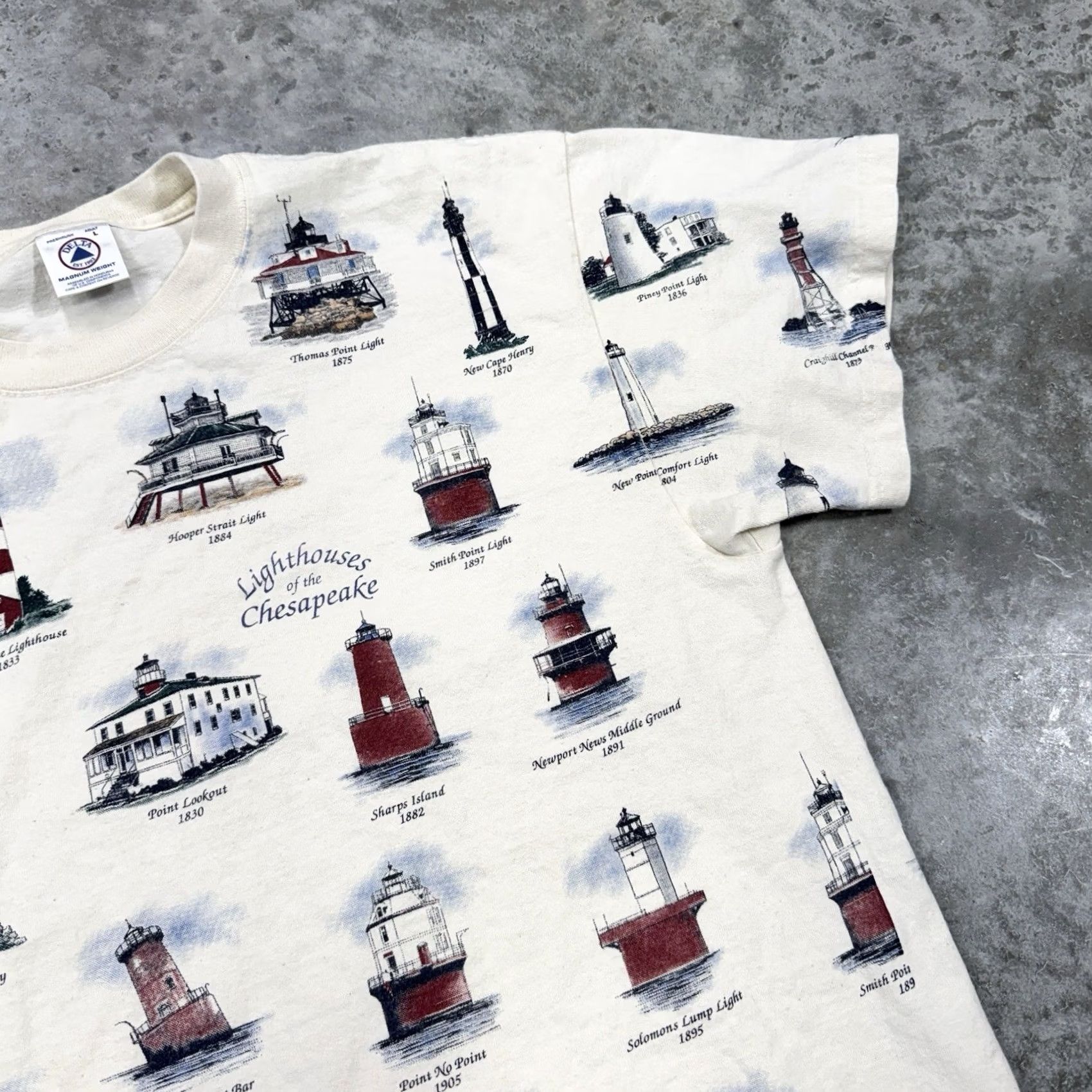 Vintage VINTAGE Art Unlimited Shirt Mens Lighthouses of Chesapeake all over print Size US L / EU 52-54 / 3 - 4 Thumbnail
