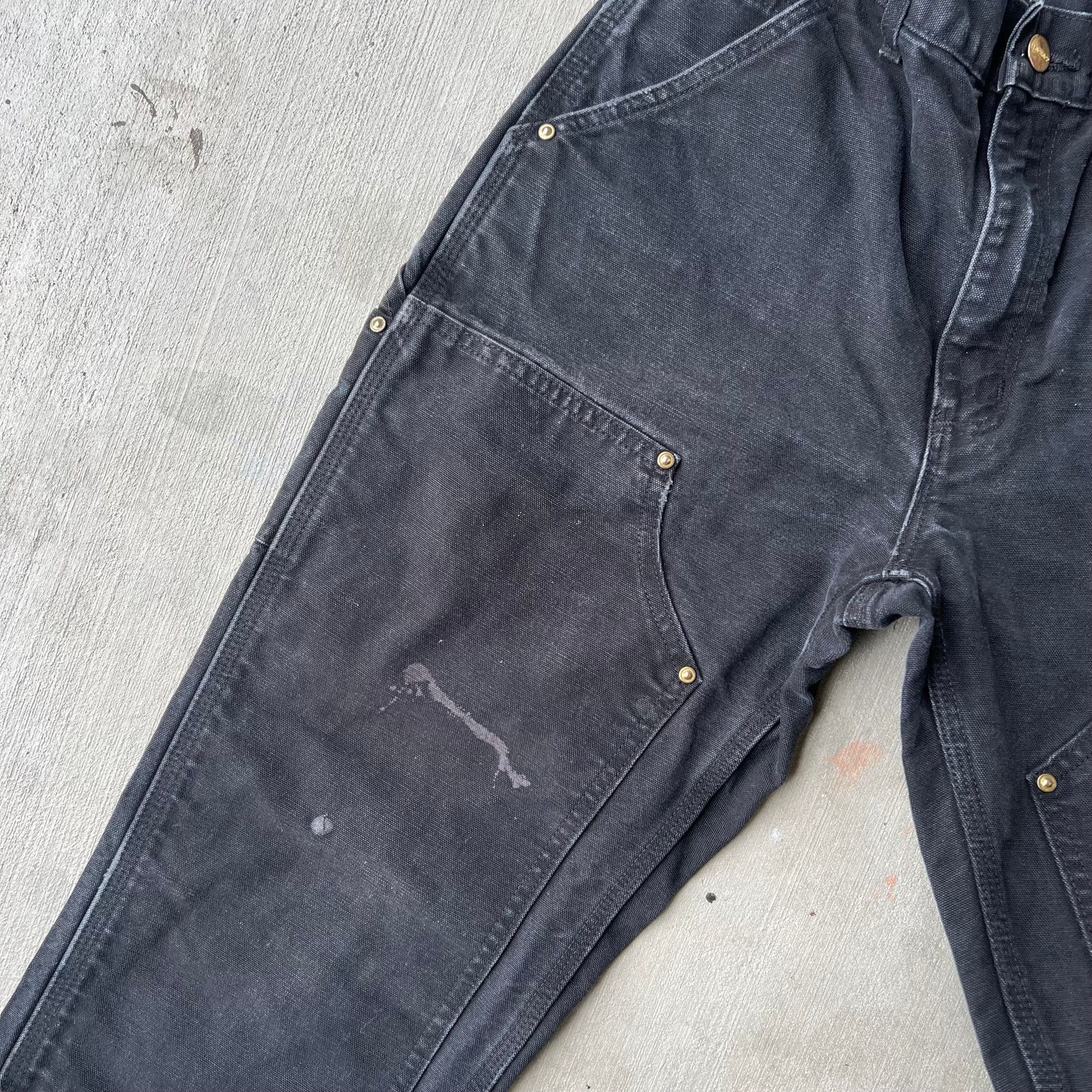 Carhartt × Vintage Carhartt faded black double knee work wear carpenter pants Size US 29 - 4 Thumbnail