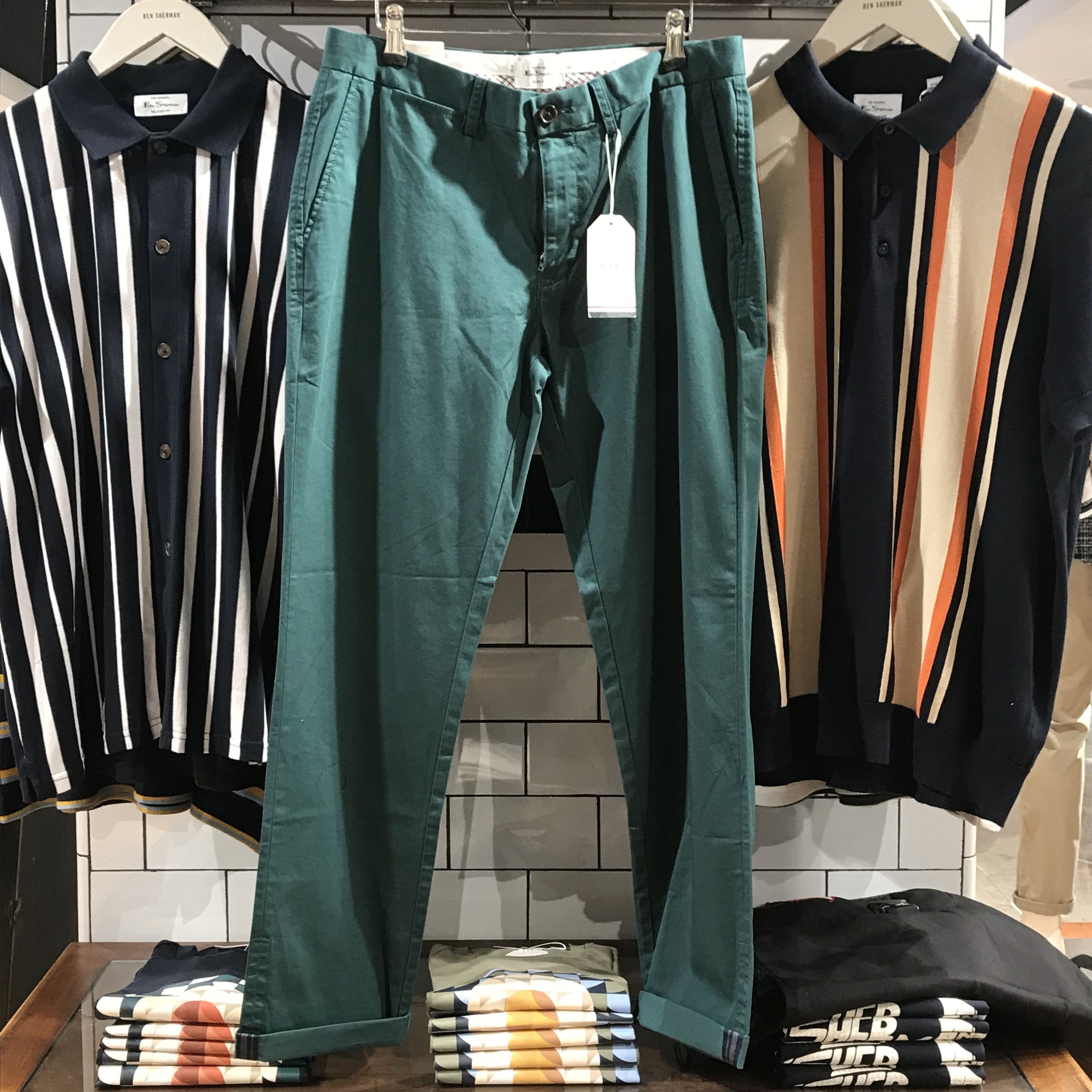 Ben Sherman Ben Sherman Classic Chinos Khaki Emerald Ocean Green Size US 33 - 7 Thumbnail