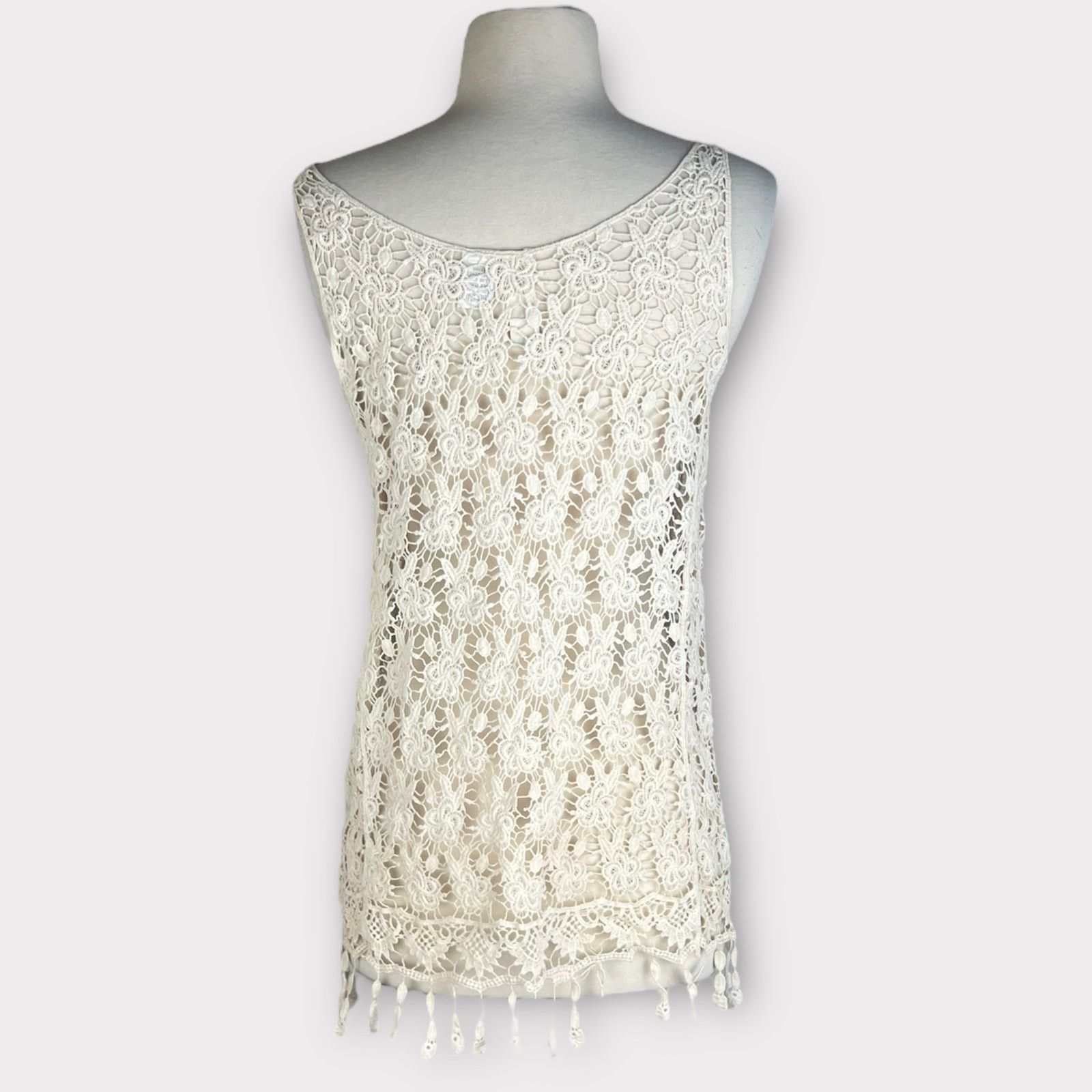 Nordstrom Mimi Chica | Vintage Y2K Boho Crochet Tank Top | Small Size S / US 4 / IT 40 - 2 Thumbnail