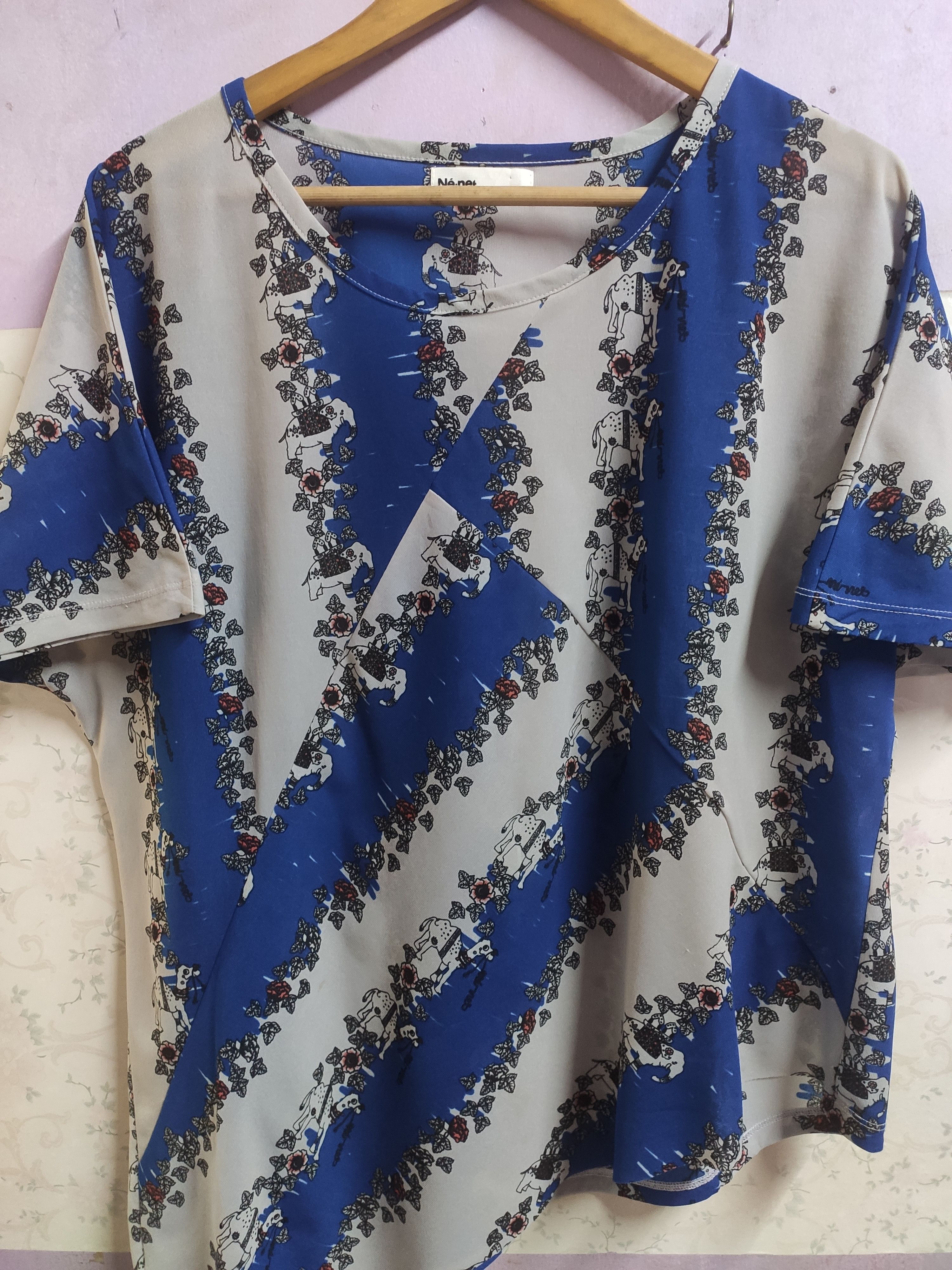 Issey Miyake × Ne-Net Ne-net Issey Miyake Animals Printed Blouse Size L / US 10 / IT 46 - 2 Thumbnail