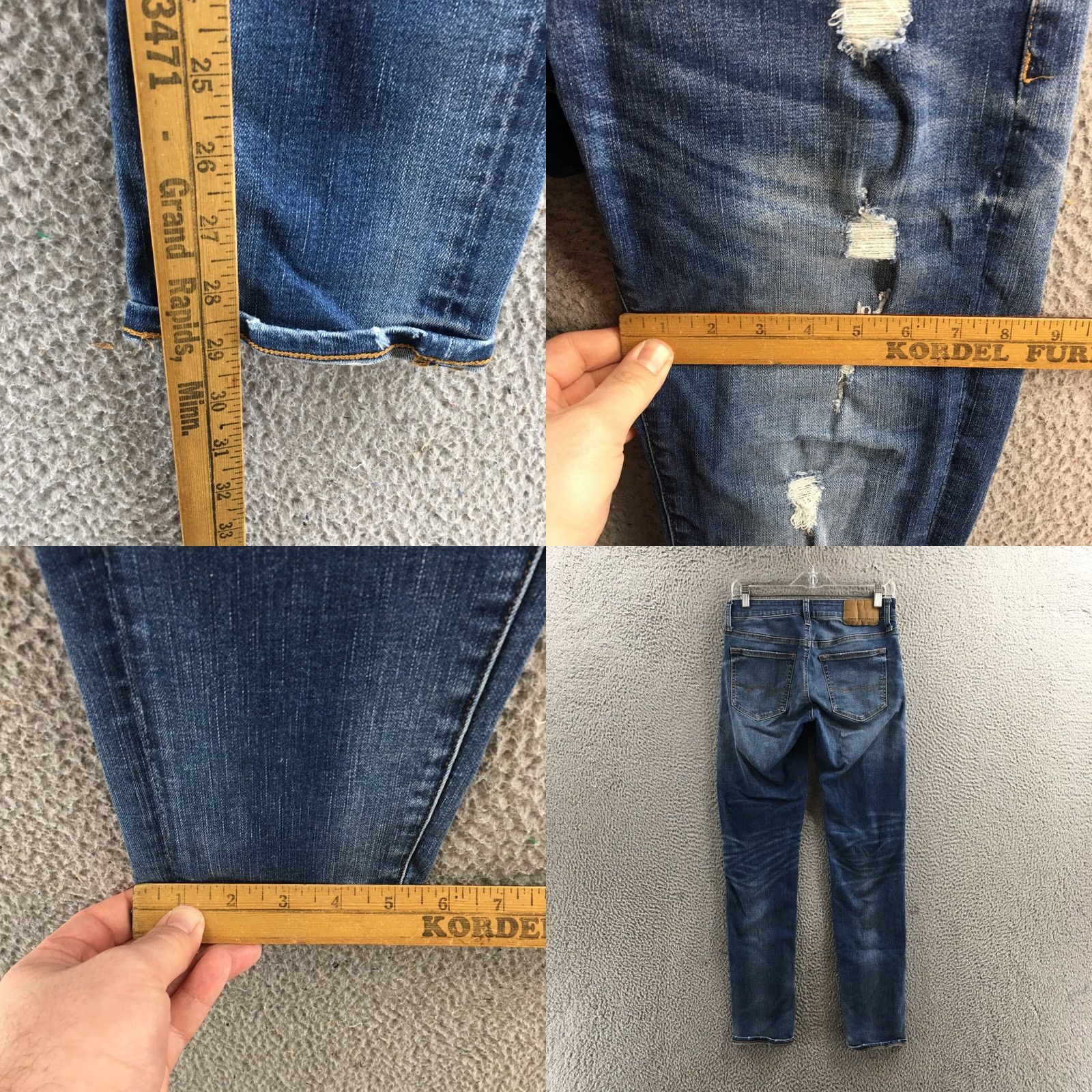 American Eagle Outfitters American Eagle Outfitters Denim Skinny Jeans Mens 28x32 Blue Distressed Pockets Low Rise Slim 5-Pocket Design Mens Jeans Size US 28 / EU 44 - 9 Thumbnail