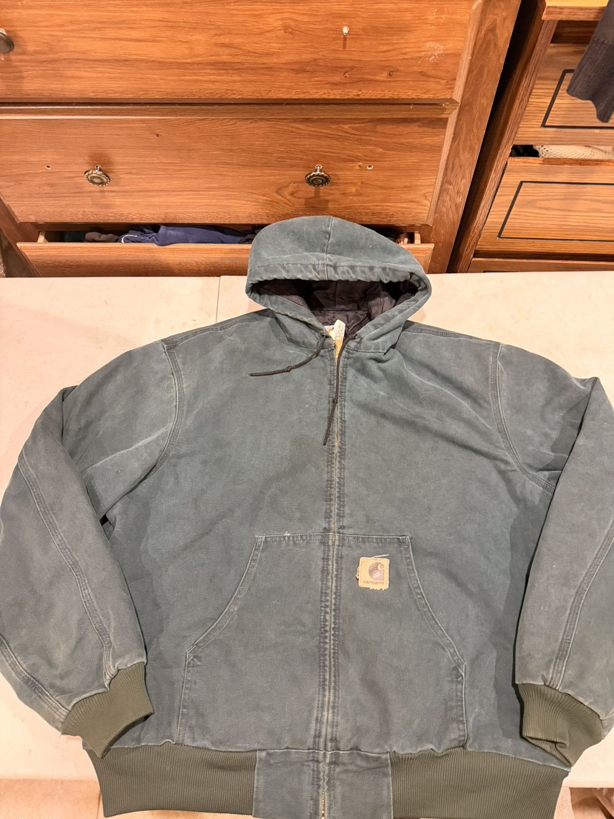 Carhartt Vintage Carhartt Jacket Hooded Green JQ243 Size US XL / EU 56 / 4 - 4 Thumbnail