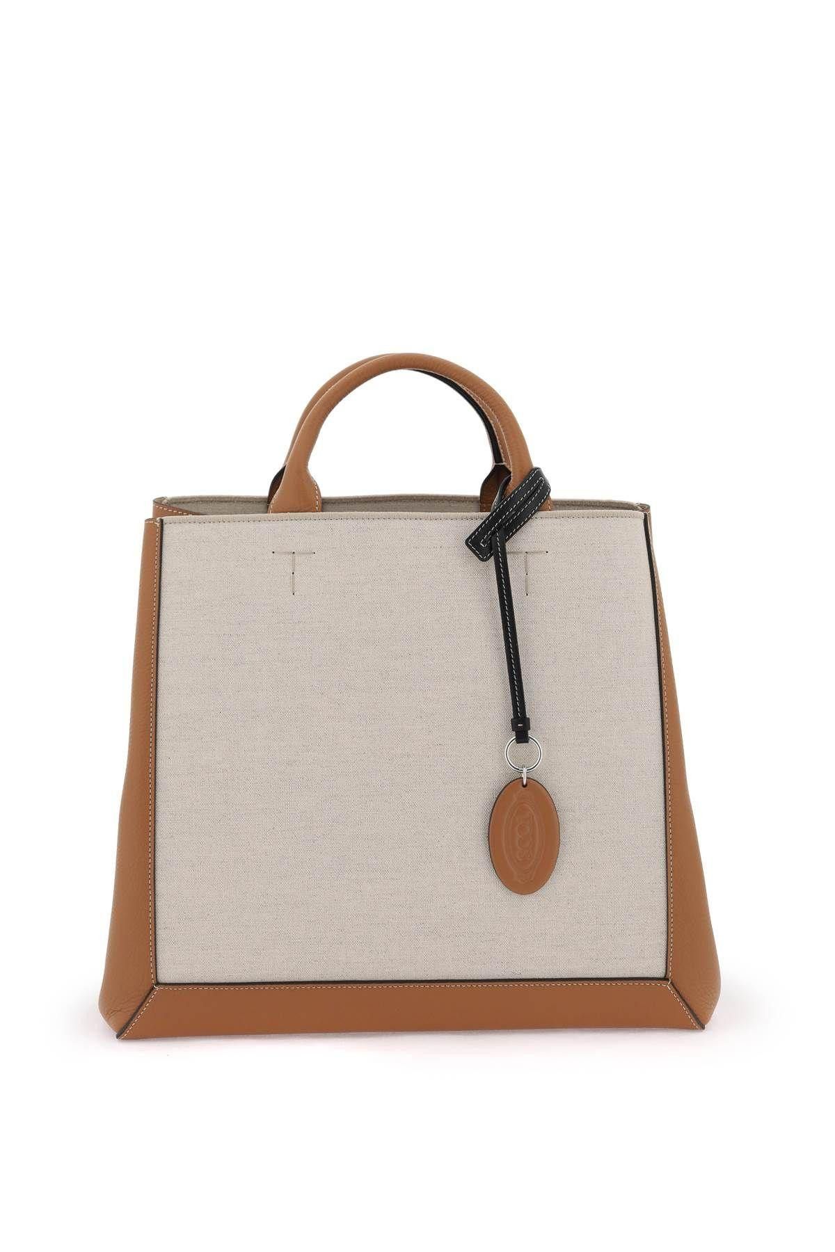 image of Tods Tod's Canvas & Leather Tote Bag in Beige/Brown, Women's
