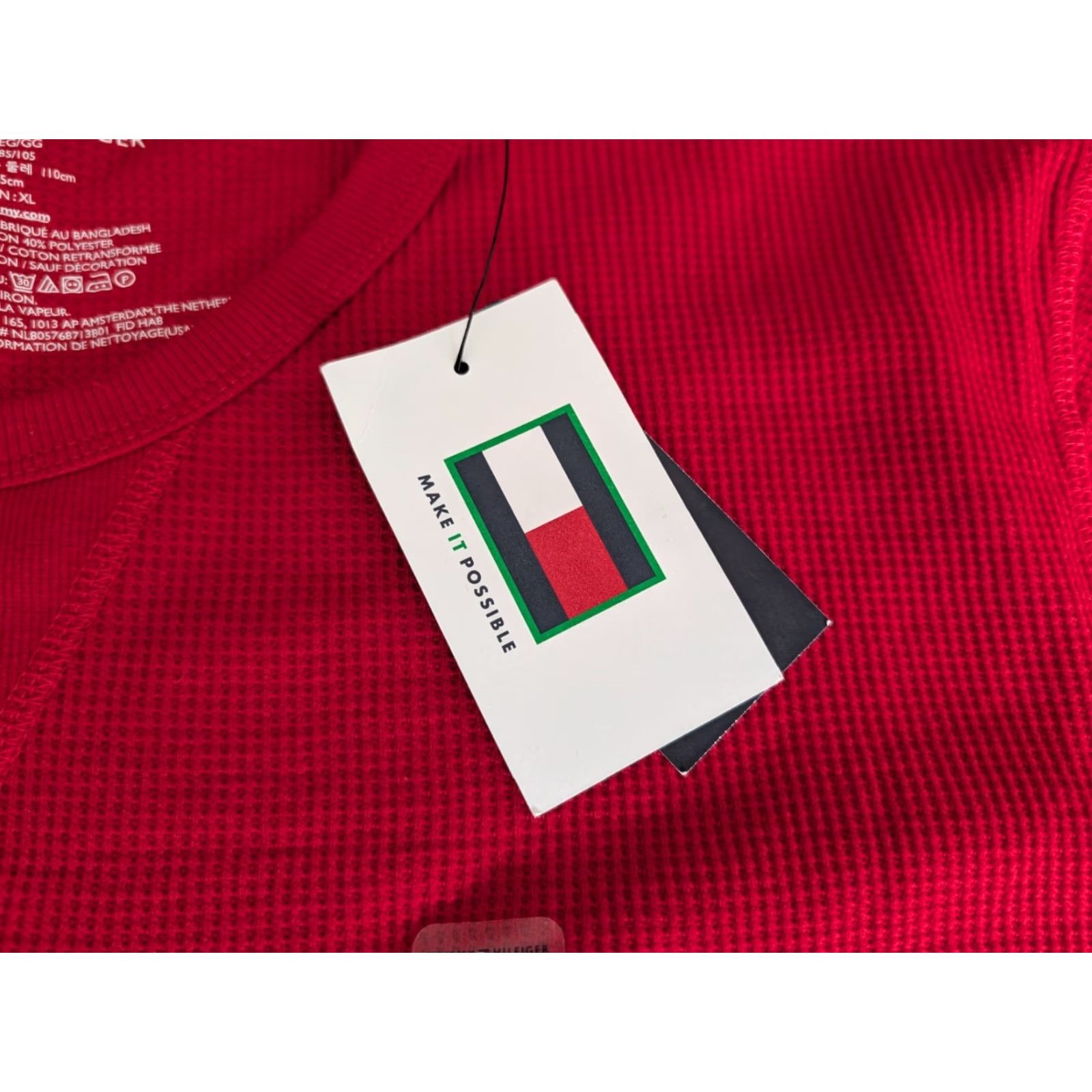 Tommy Hilfiger NWT Tommy Hilfiger Men's Thermal Long Sleeve Shirt Size XL Mustang Red Waffle Size US XL / EU 56 / 4 - 6 Thumbnail