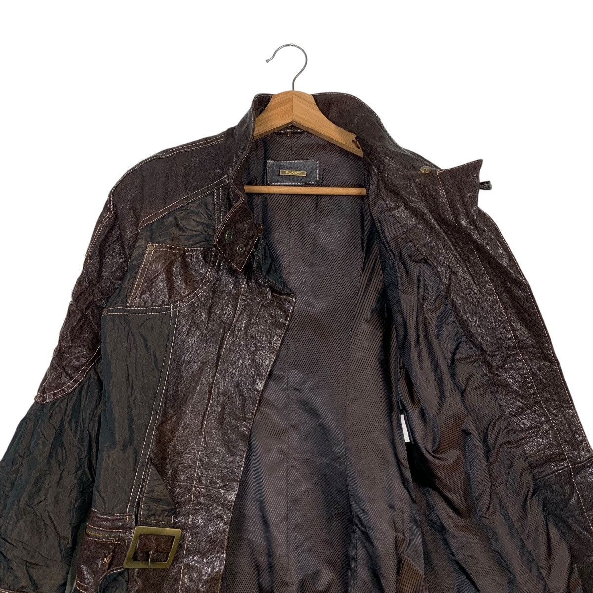Leather PUNTO Hybrid Leather Trench Coat Jacket #2180-C96 Size M / US 6-8 / IT 42-44 - 8 Thumbnail